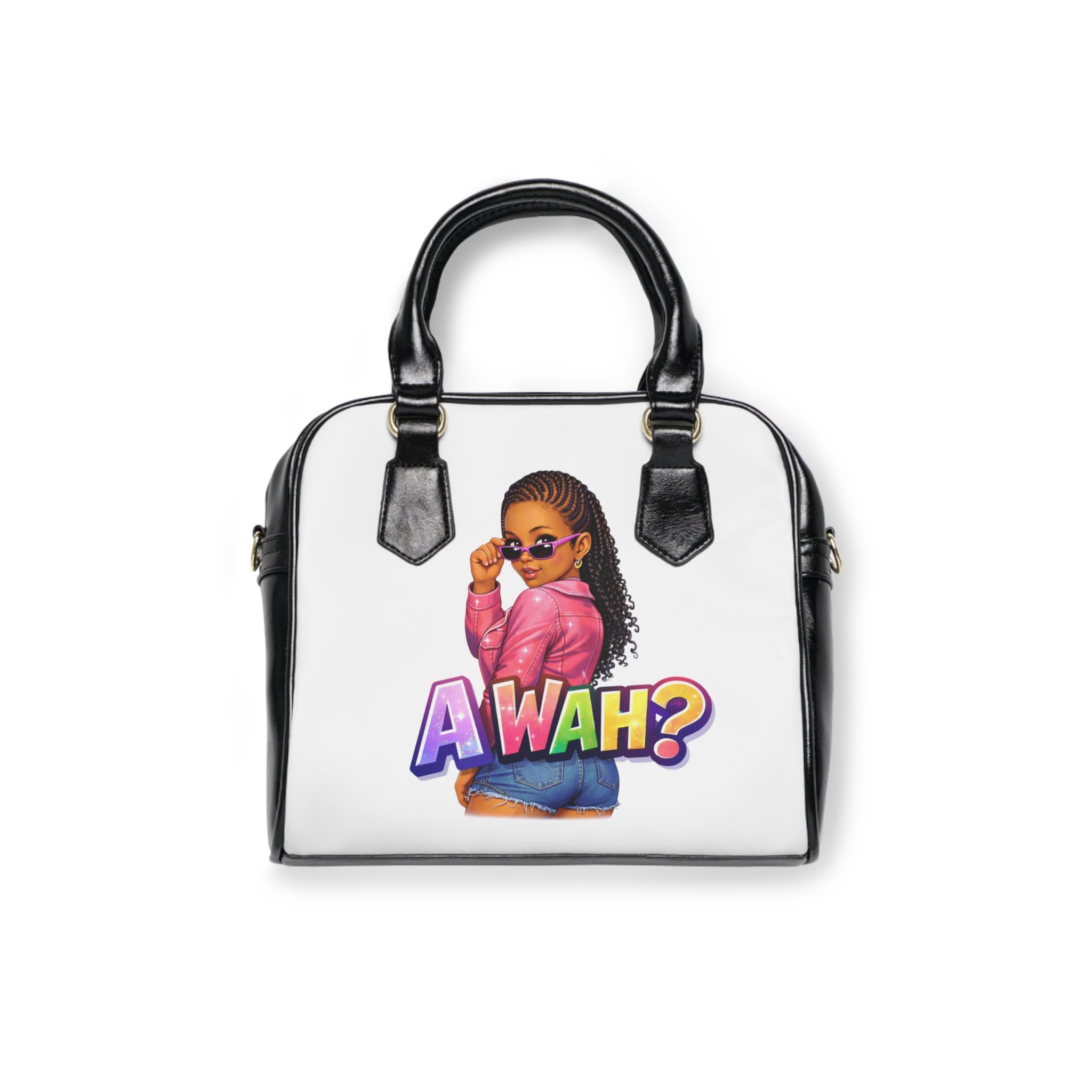 Awah? Graphic Shoulder Handbag — Bold Afrocentric Fashion Purse for Women