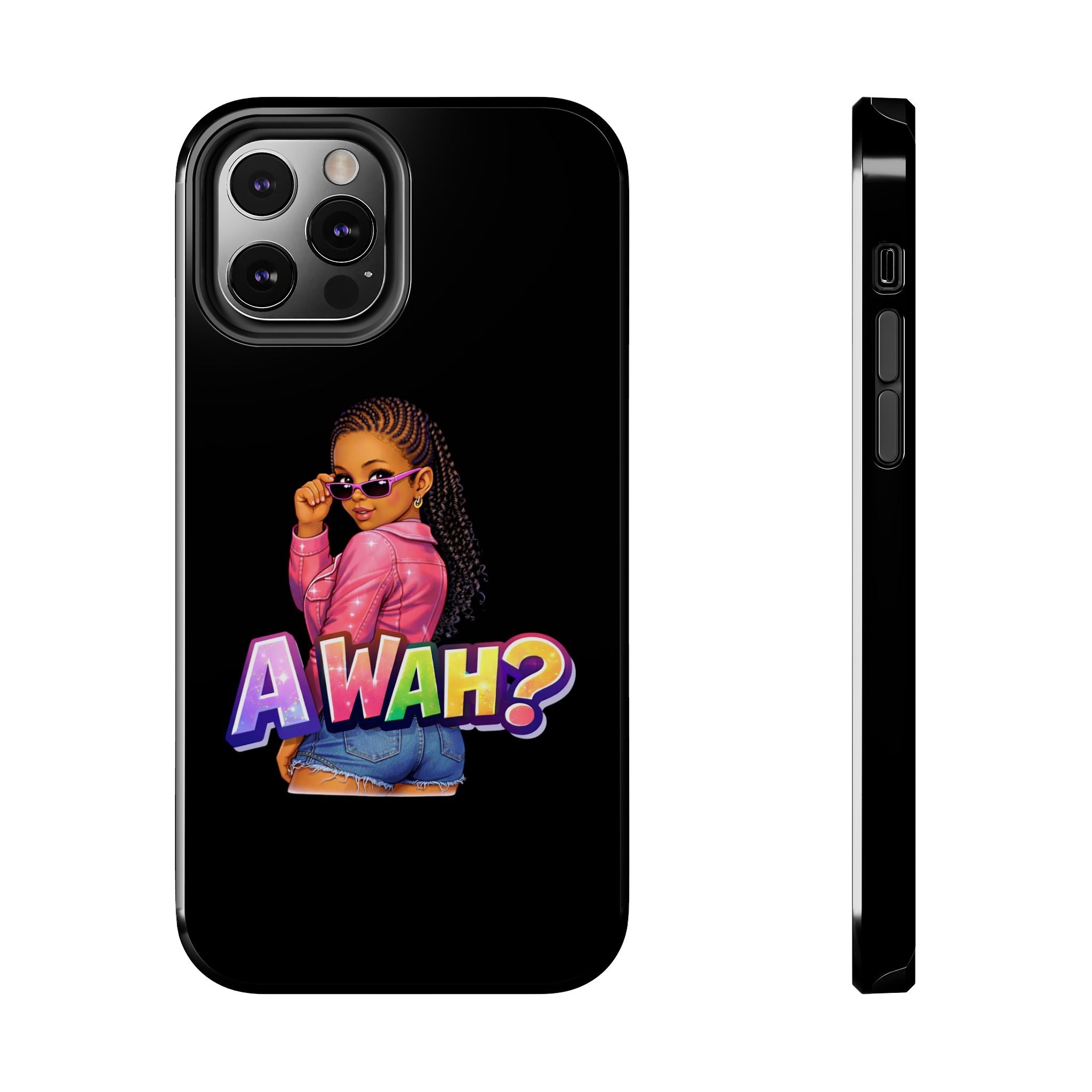 Tough Phone Case — 'A WAH?' Girl Graphic Black Protective Case