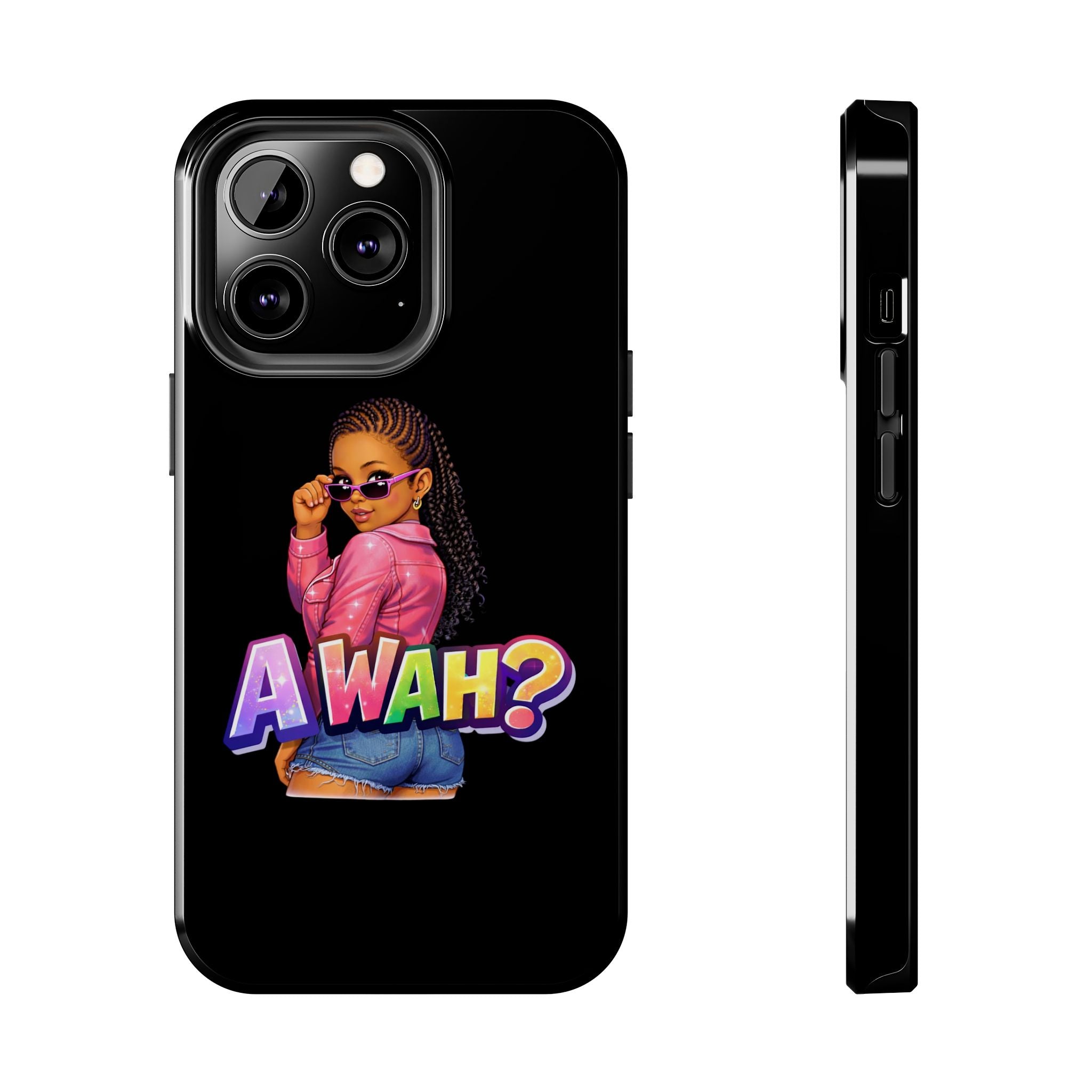 Tough Phone Case — 'A WAH?' Girl Graphic Black Protective Case