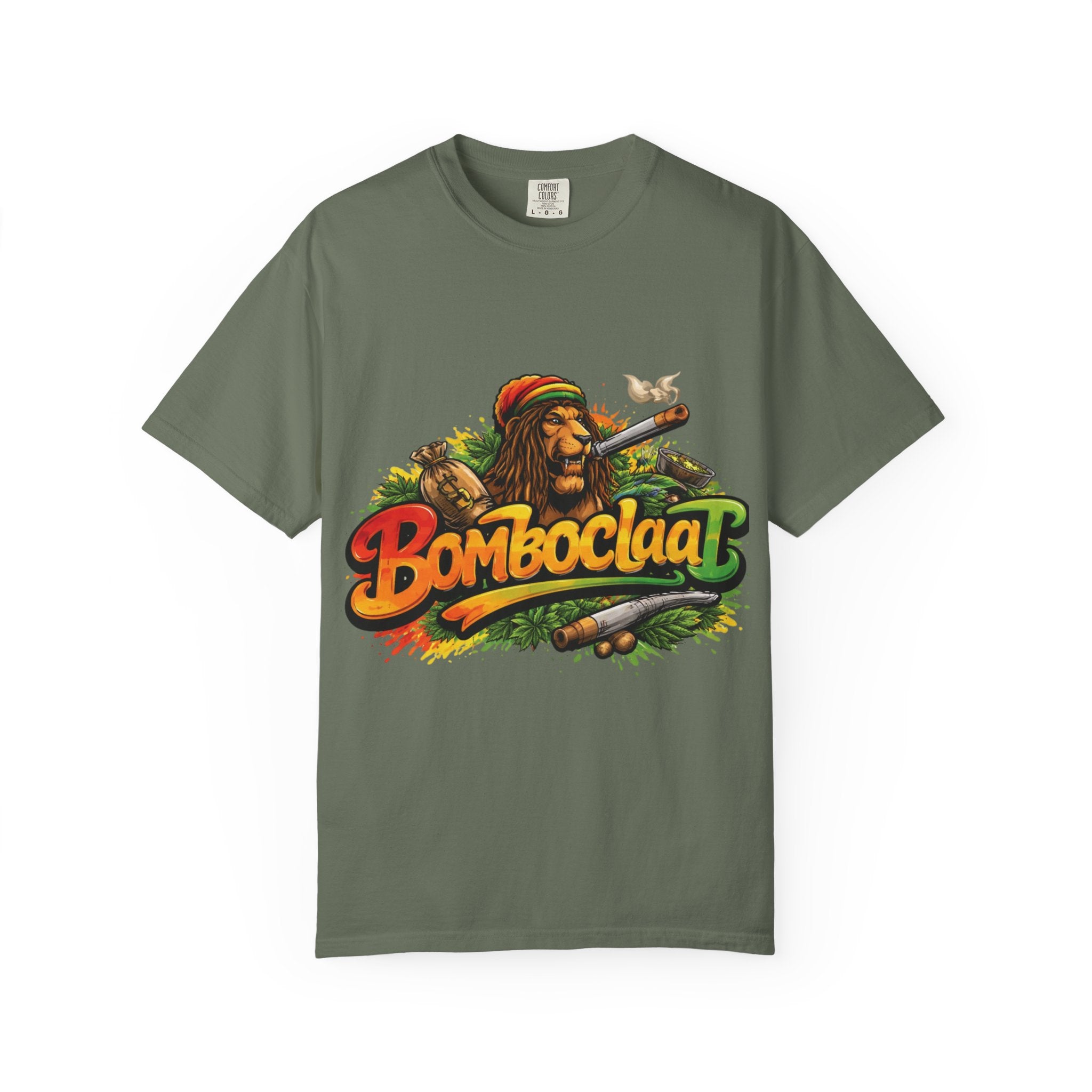 Rastafarian Lion with 'Bomboclaat' Graphic T-Shirt | Reggae Vibe