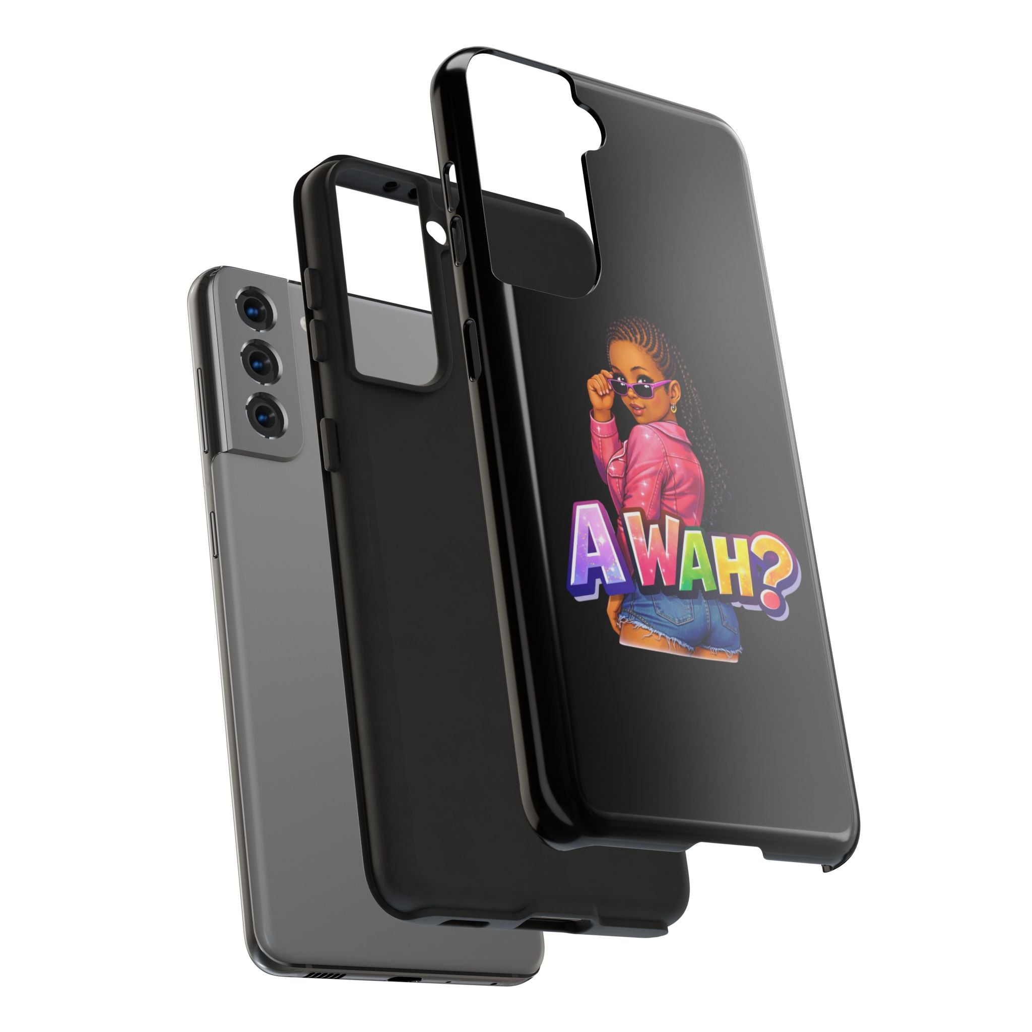 Tough Phone Case — 'A WAH?' Girl Graphic Black Protective Case