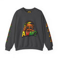 Crewneck Sweatshirt - 'Awah?' Graphic Pullover with Sleeve Prints