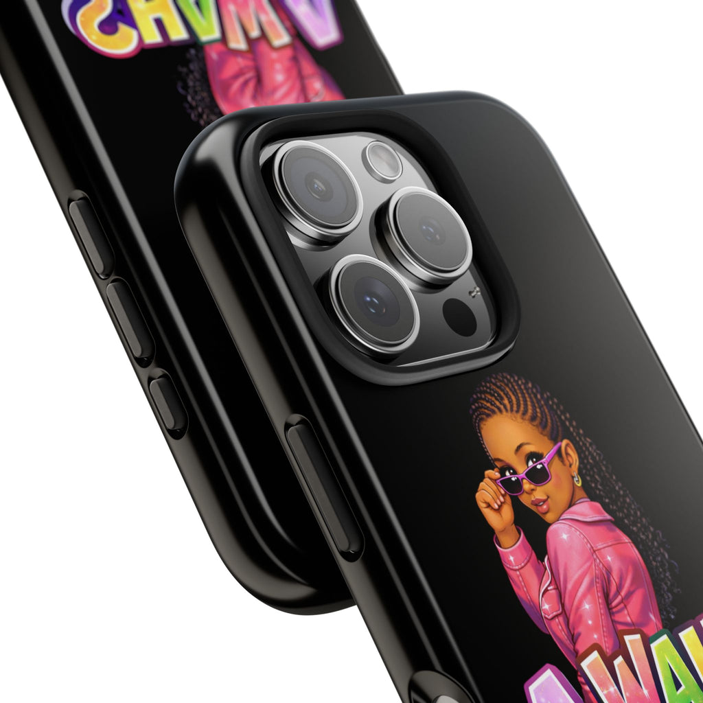 Tough Phone Case — 'A WAH?' Girl Graphic Black Protective Case