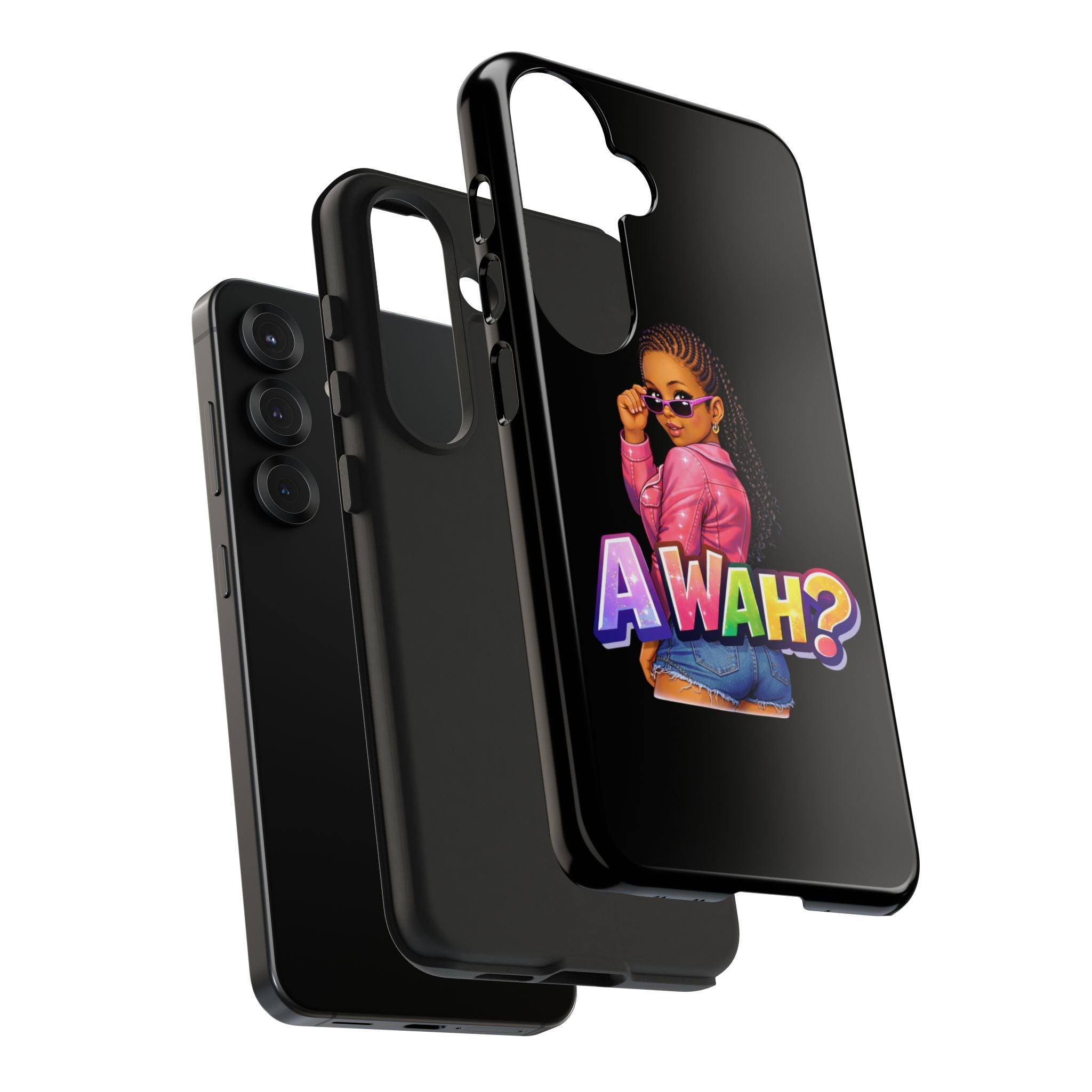 Tough Phone Case — 'A WAH?' Girl Graphic Black Protective Case