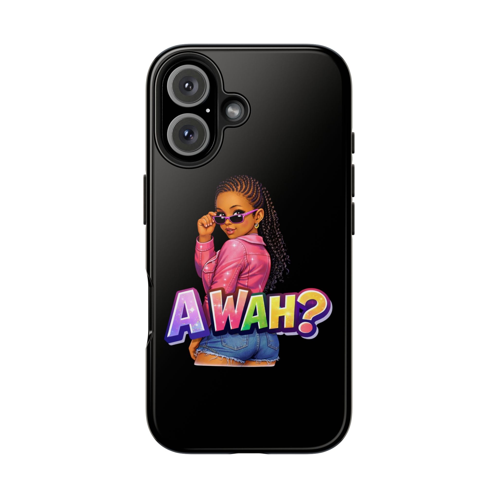 Tough Phone Case — 'A WAH?' Girl Graphic Black Protective Case