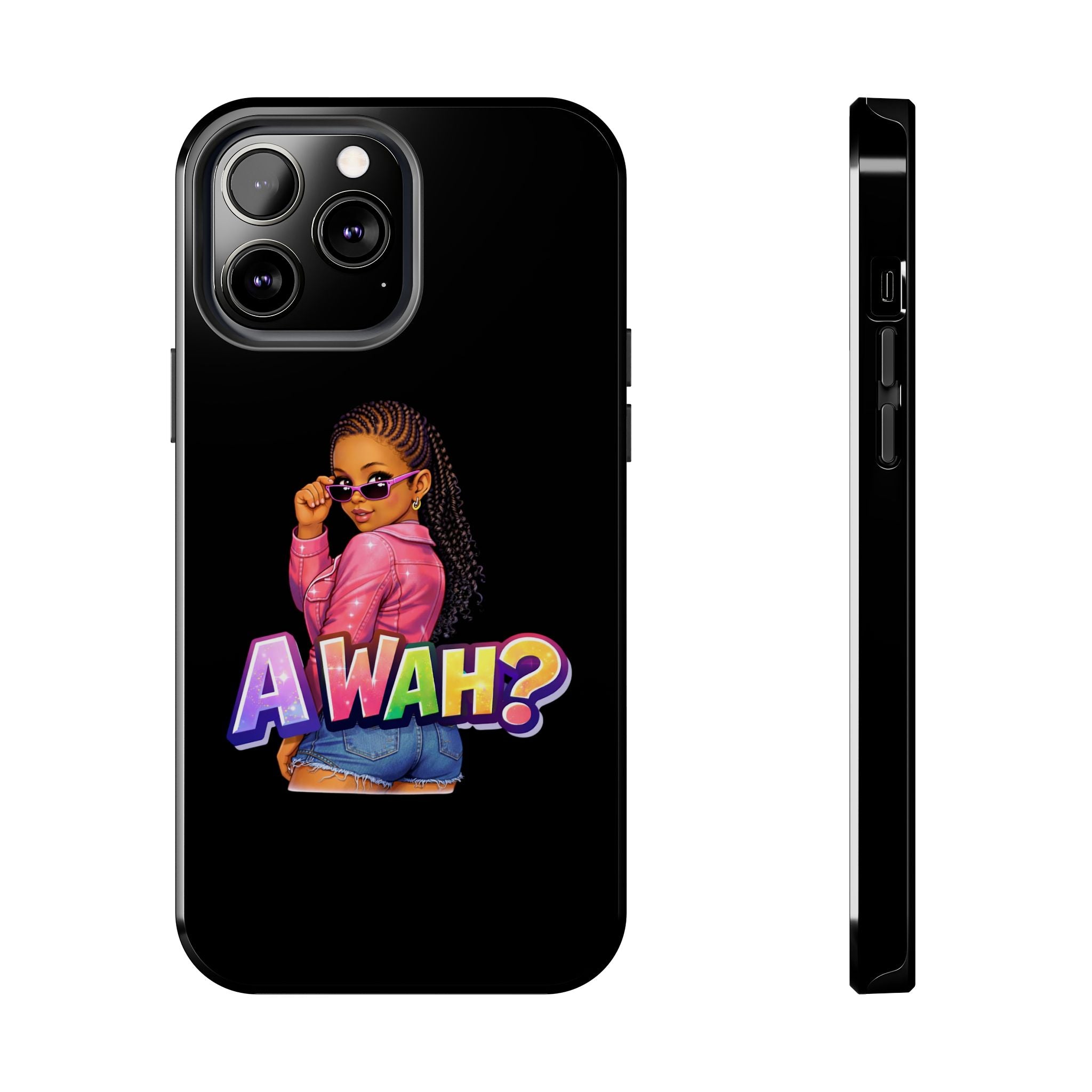 Tough Phone Case — 'A WAH?' Girl Graphic Black Protective Case