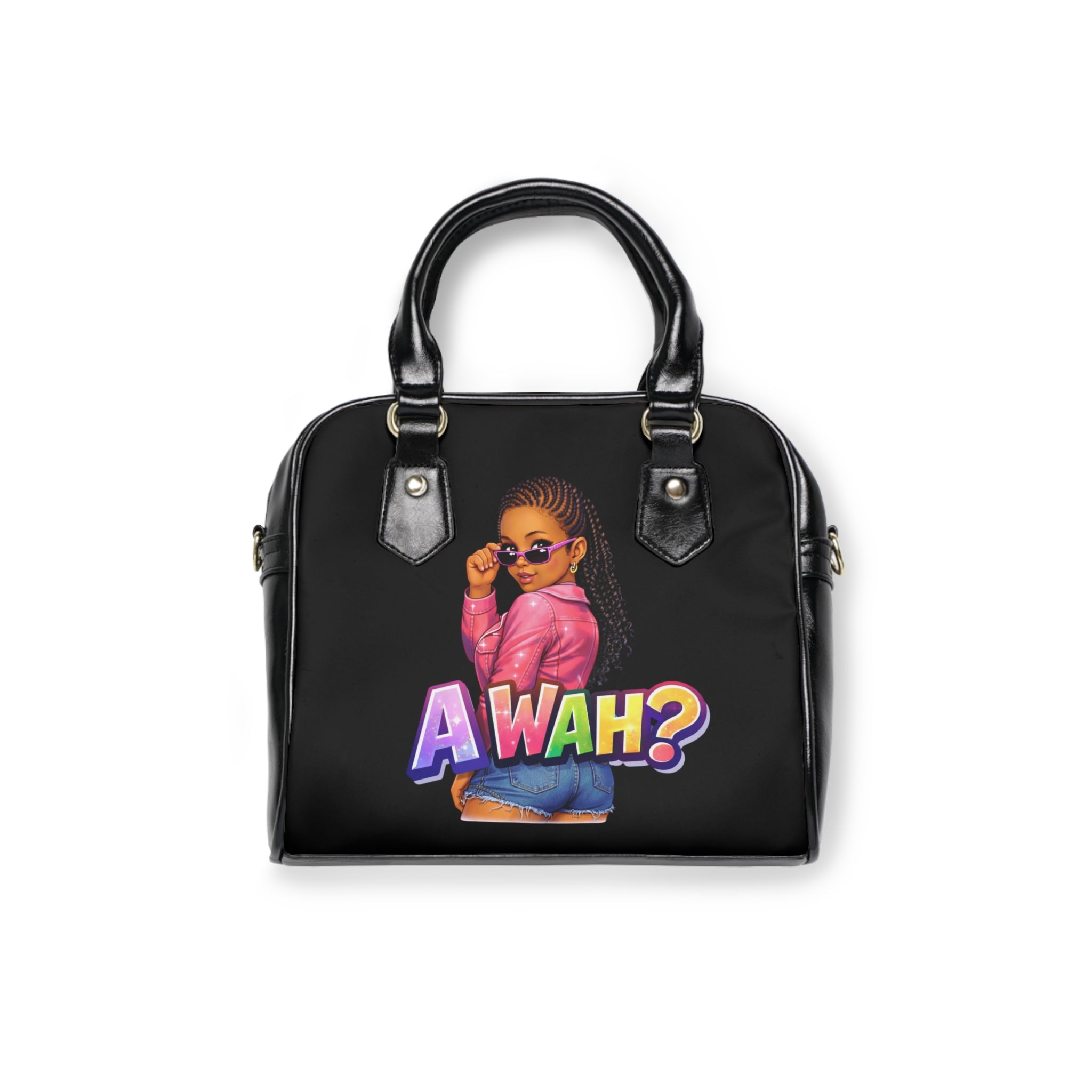 Awah? Girl Shoulder Handbag — Trendy Retro Graphic Shoulder Bag