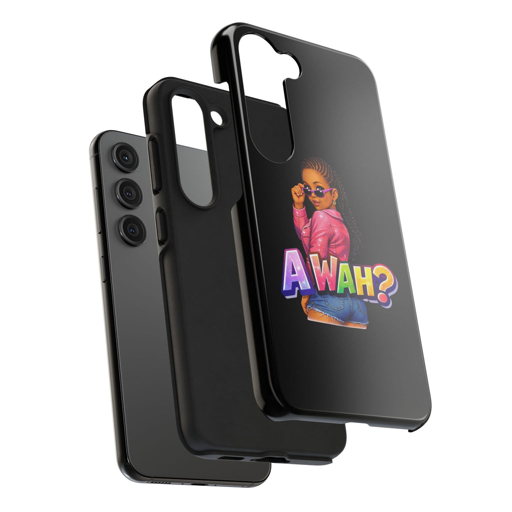 Tough Phone Case — 'A WAH?' Girl Graphic Black Protective Case