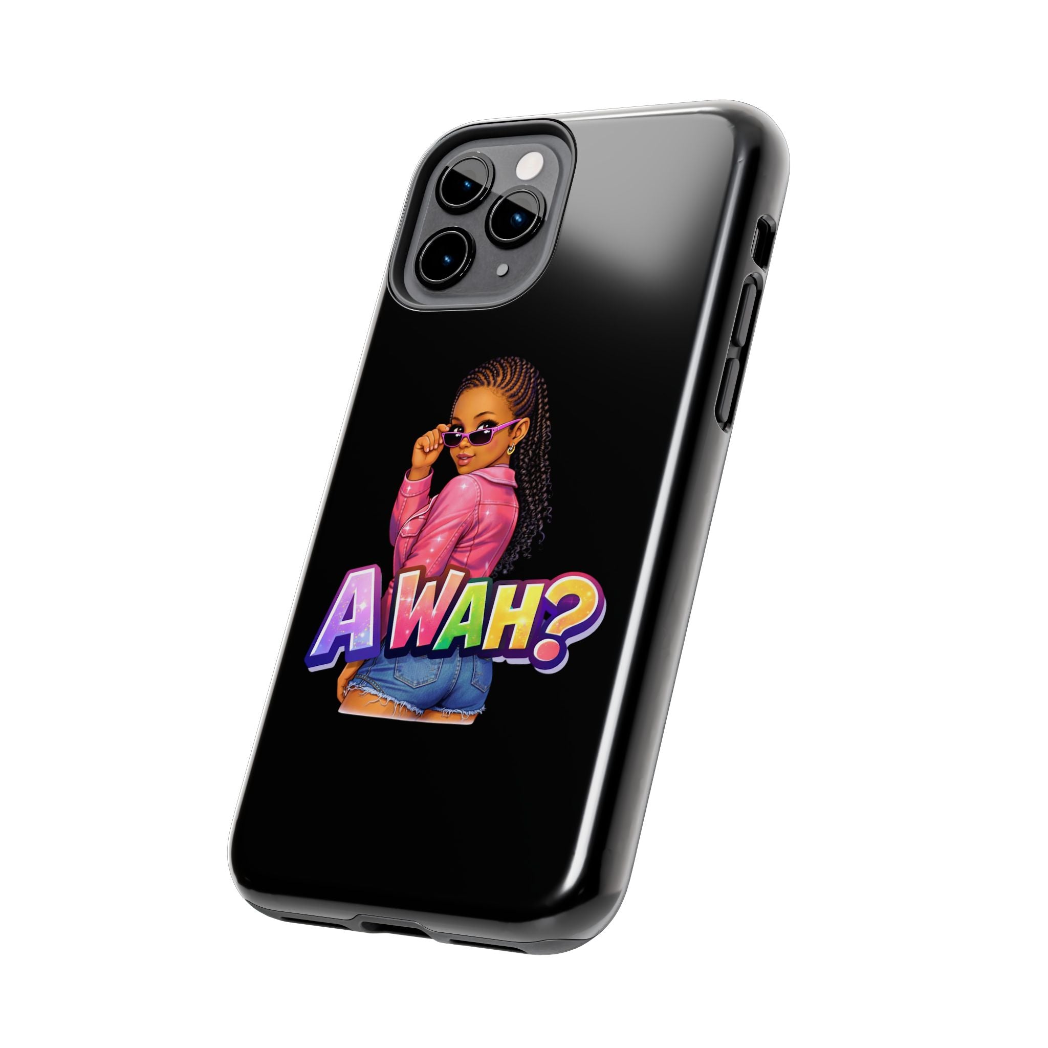 Tough Phone Case — 'A WAH?' Girl Graphic Black Protective Case