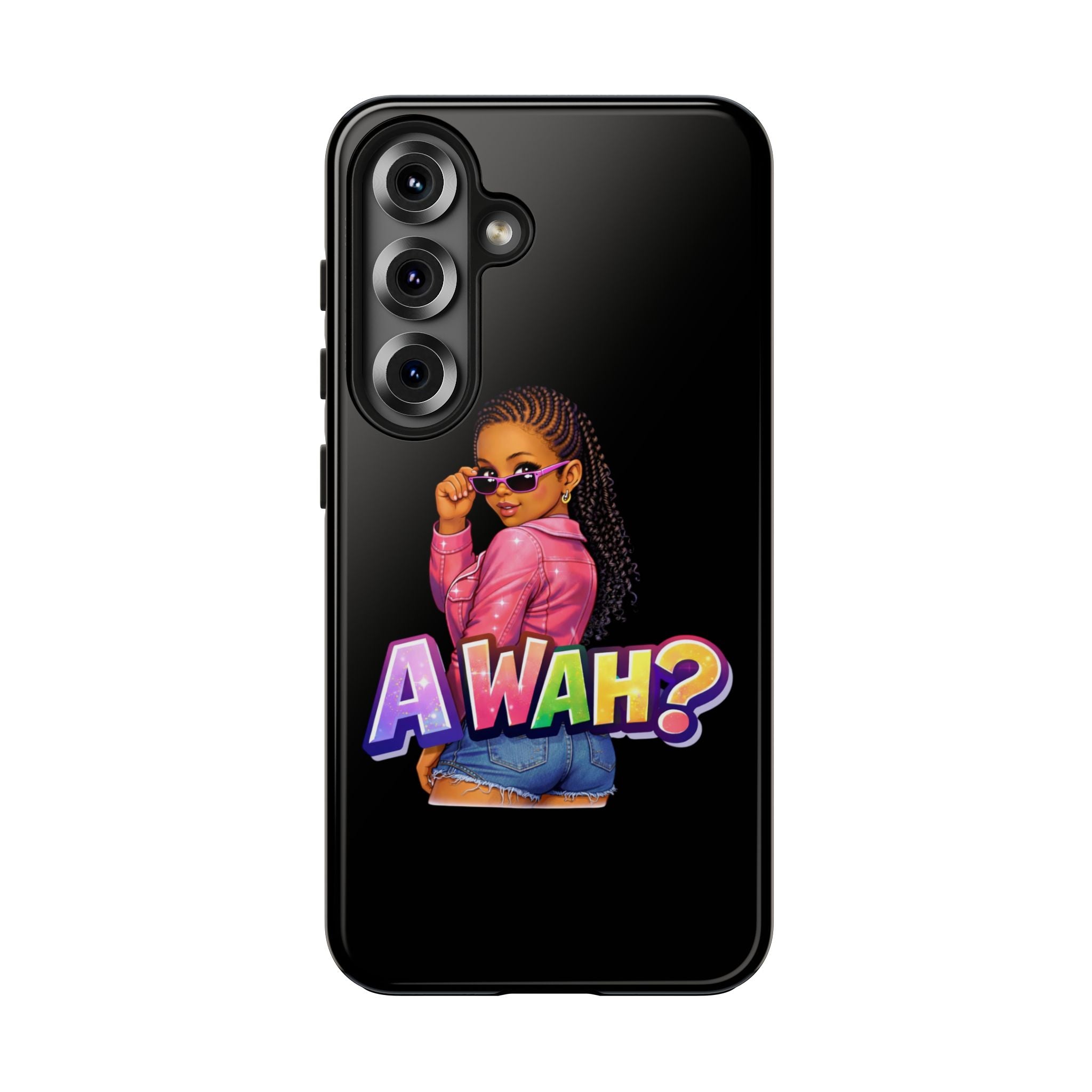 Tough Phone Case — 'A WAH?' Girl Graphic Black Protective Case