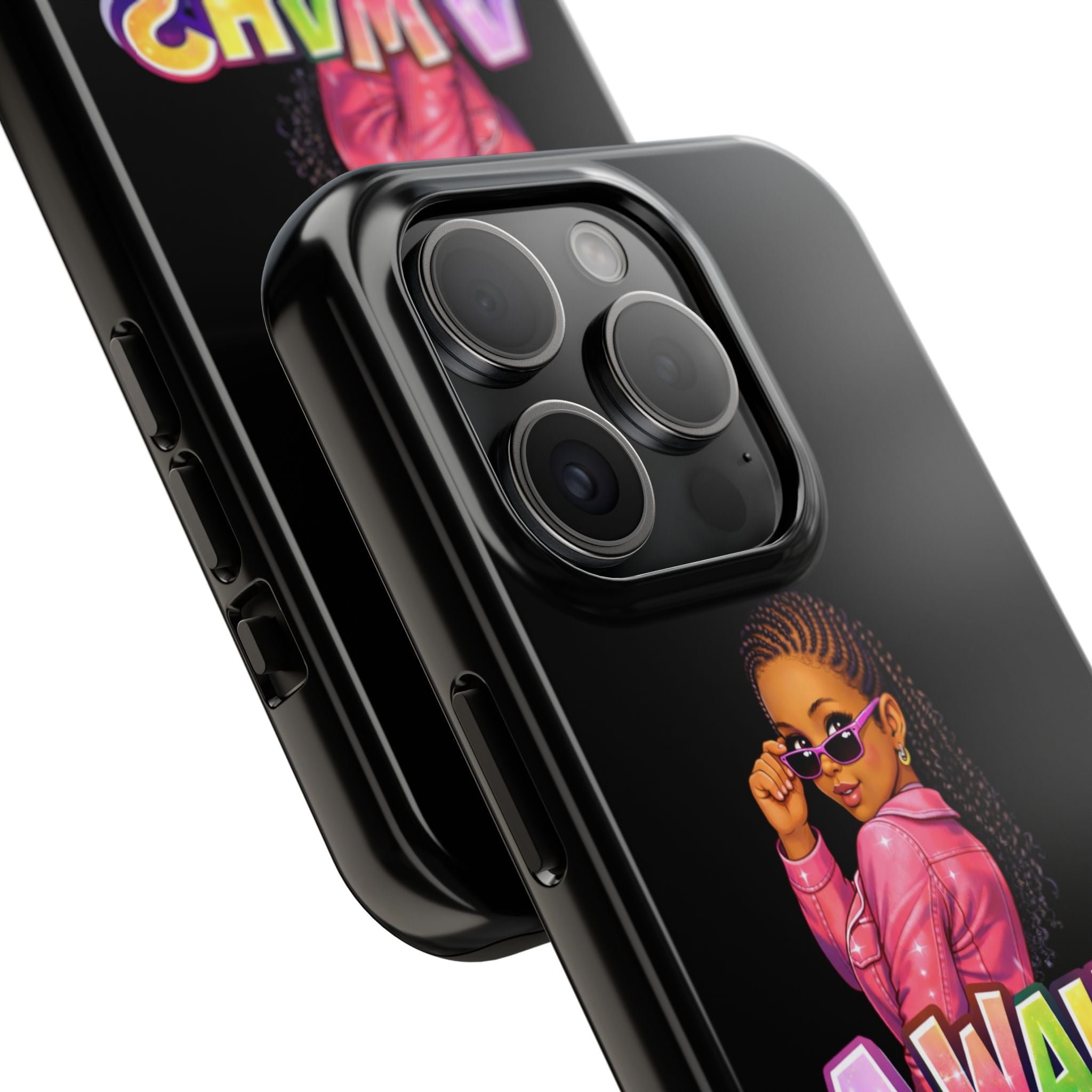 Tough Phone Case — 'A WAH?' Girl Graphic Black Protective Case