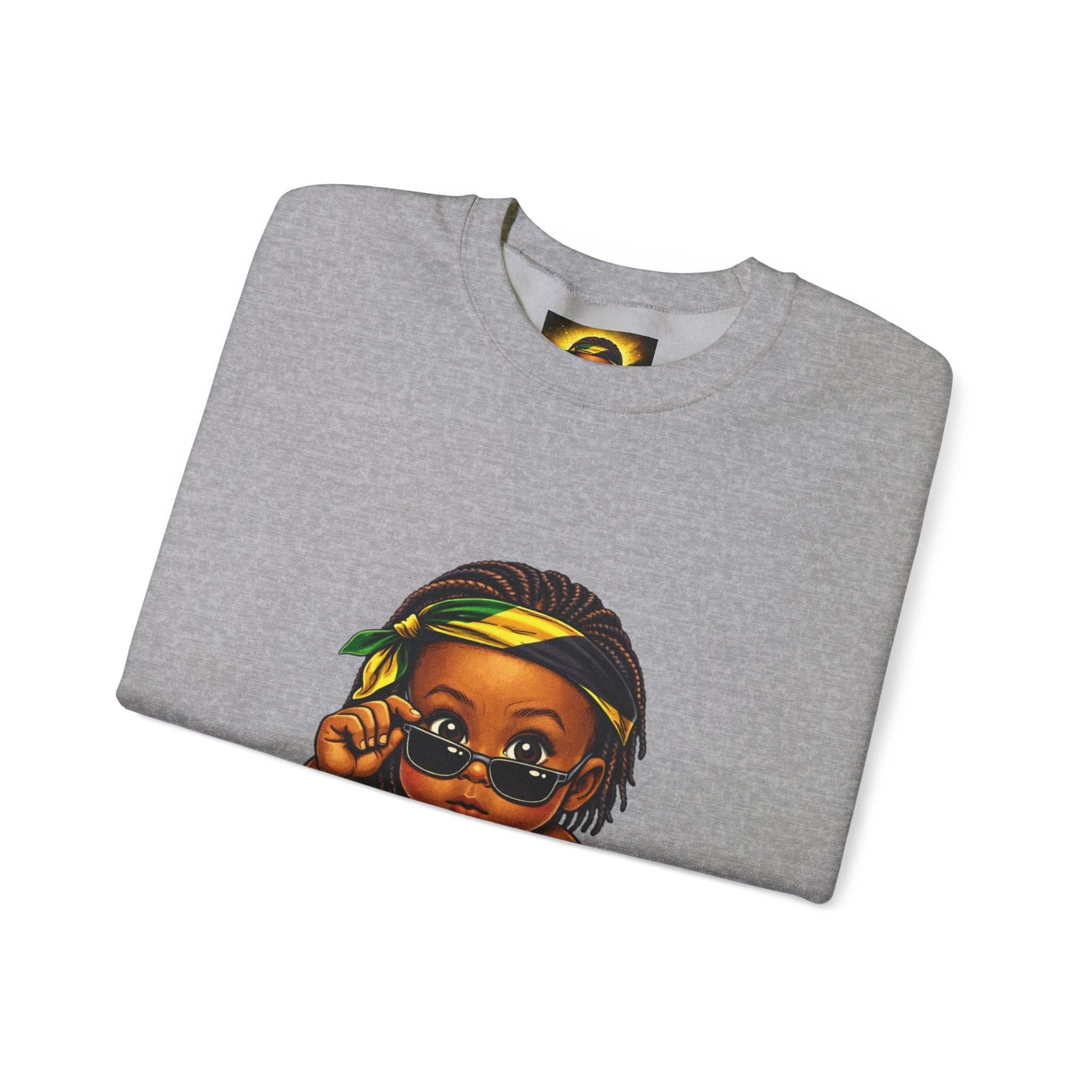 Crewneck Sweatshirt - 'Awah?' Graphic Pullover with Sleeve Prints