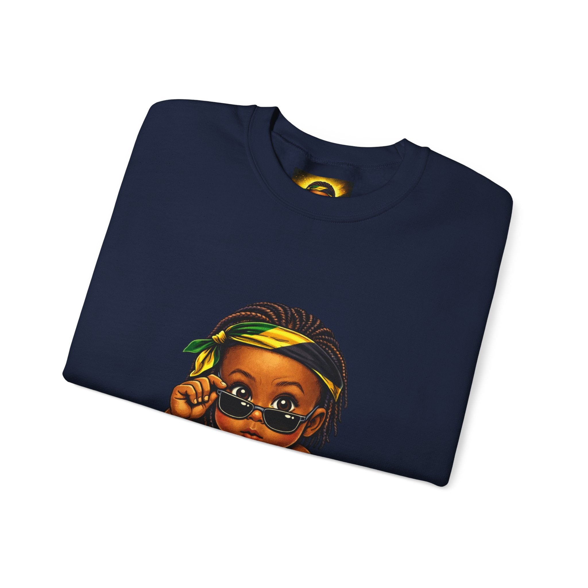 Crewneck Sweatshirt - 'Awah?' Graphic Pullover with Sleeve Prints