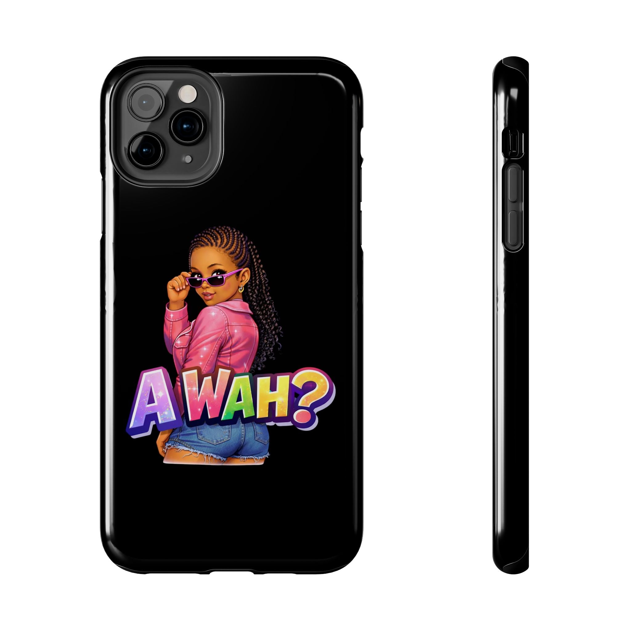 Tough Phone Case — 'A WAH?' Girl Graphic Black Protective Case