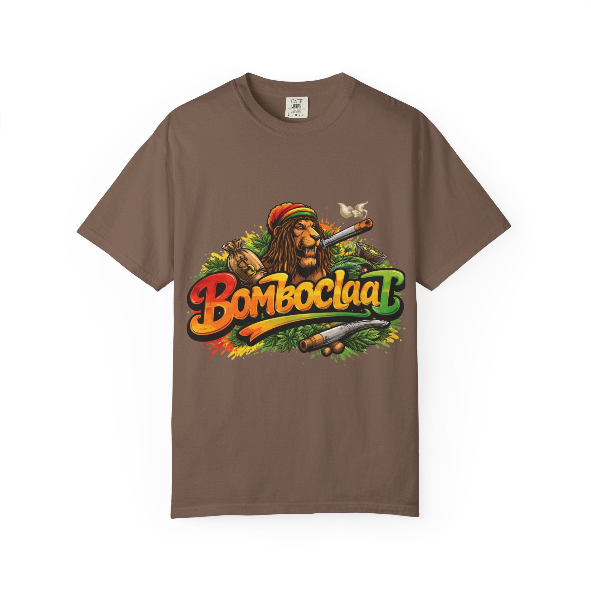 Rastafarian Lion with 'Bomboclaat' Graphic T-Shirt | Reggae Vibe