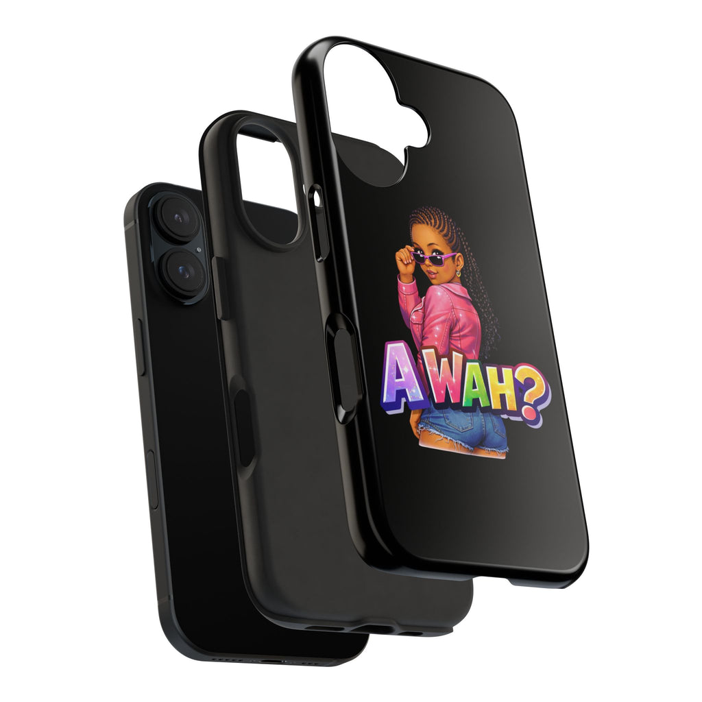 Tough Phone Case — 'A WAH?' Girl Graphic Black Protective Case