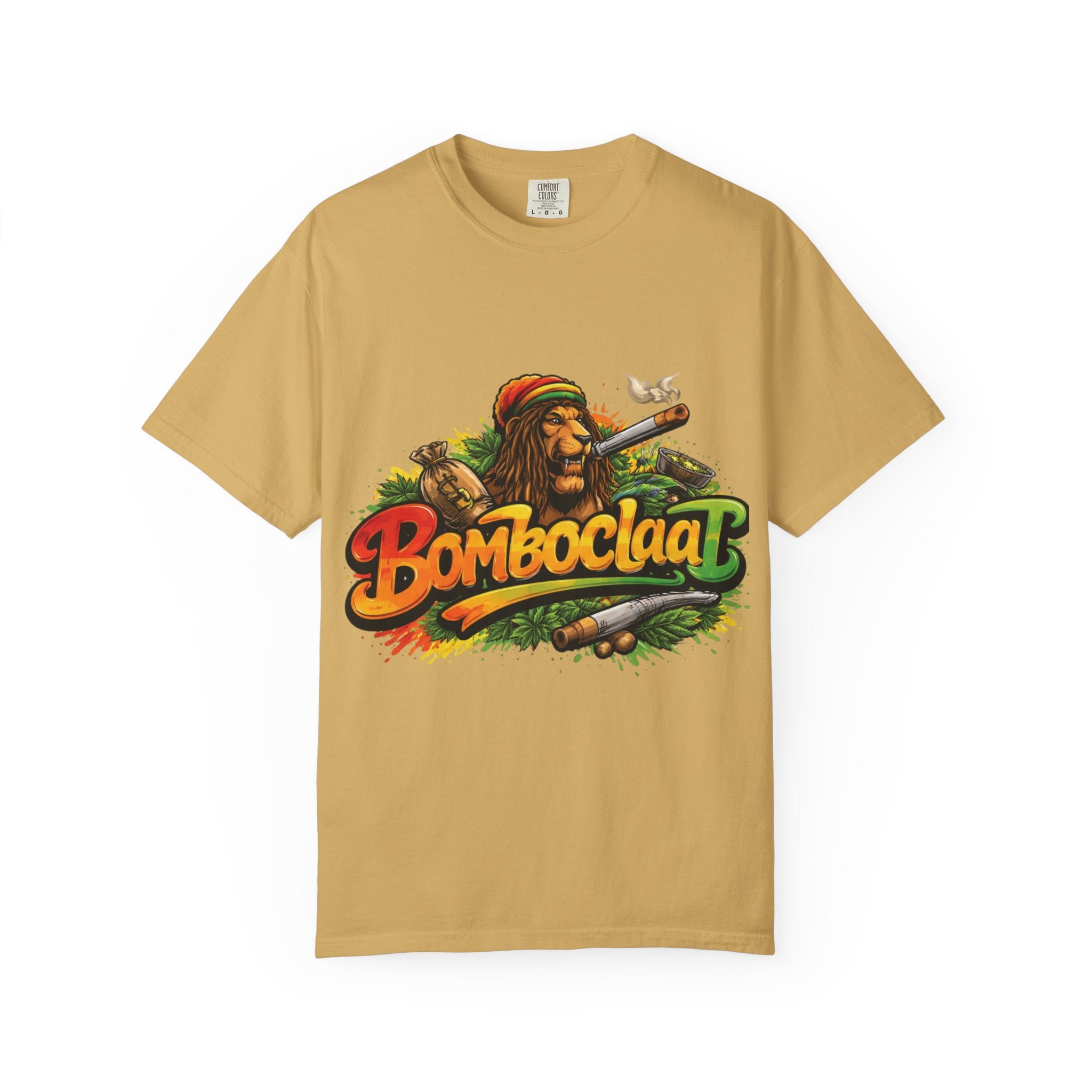Rastafarian Lion with 'Bomboclaat' Graphic T-Shirt | Reggae Vibe