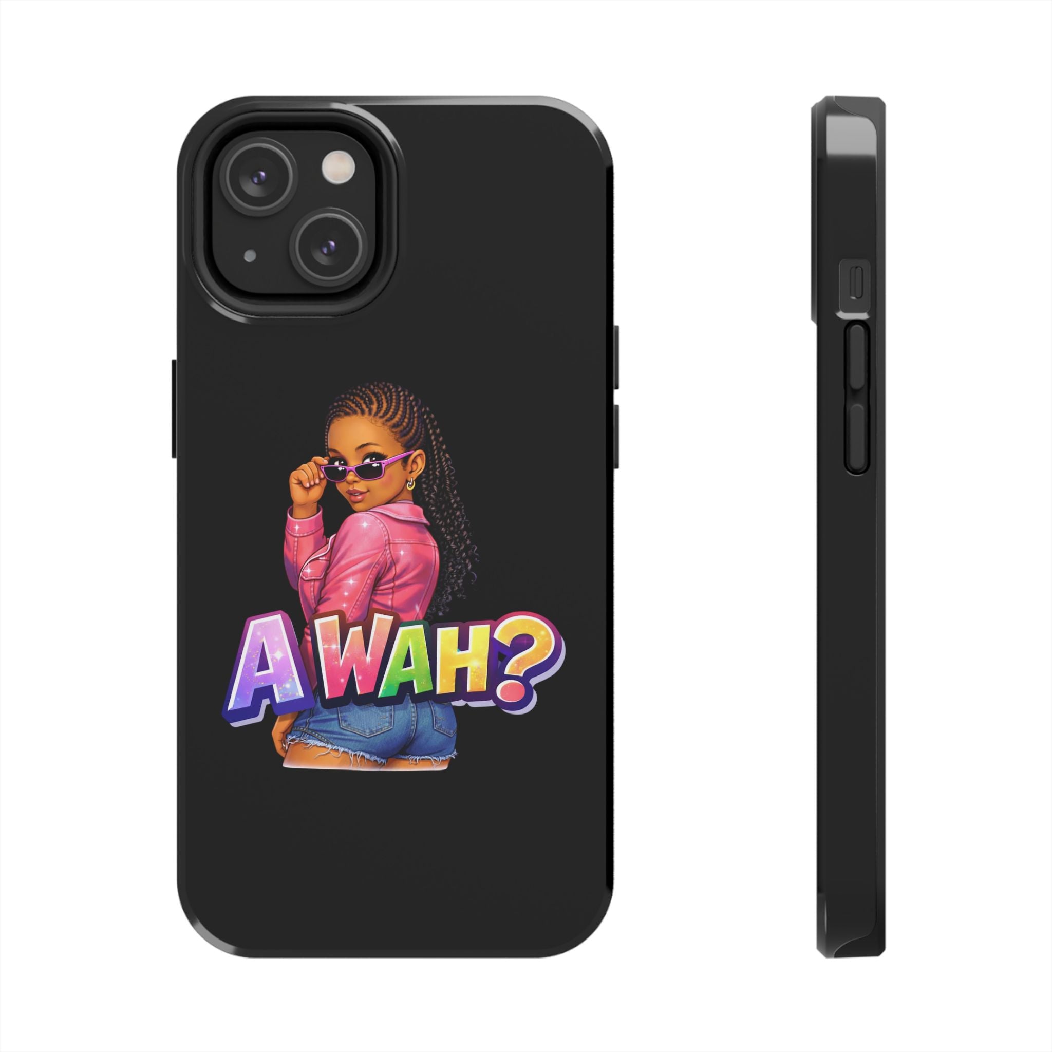 Tough Phone Case — 'A WAH?' Girl Graphic Black Protective Case