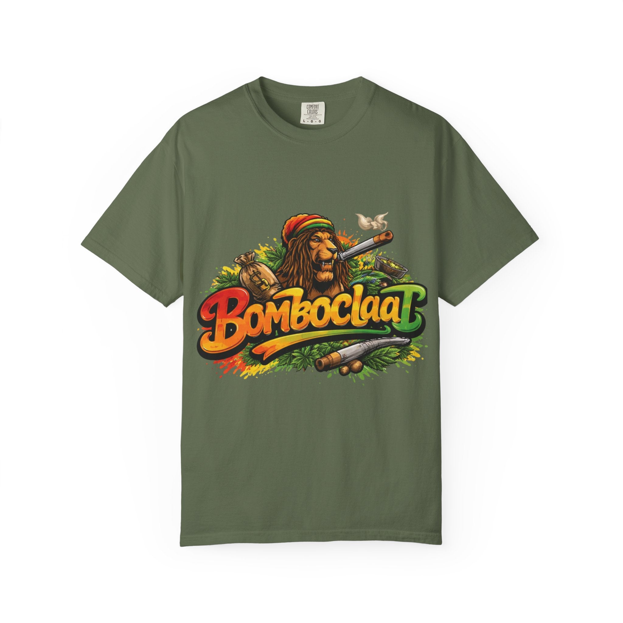 Rastafarian Lion with 'Bomboclaat' Graphic T-Shirt | Reggae Vibe