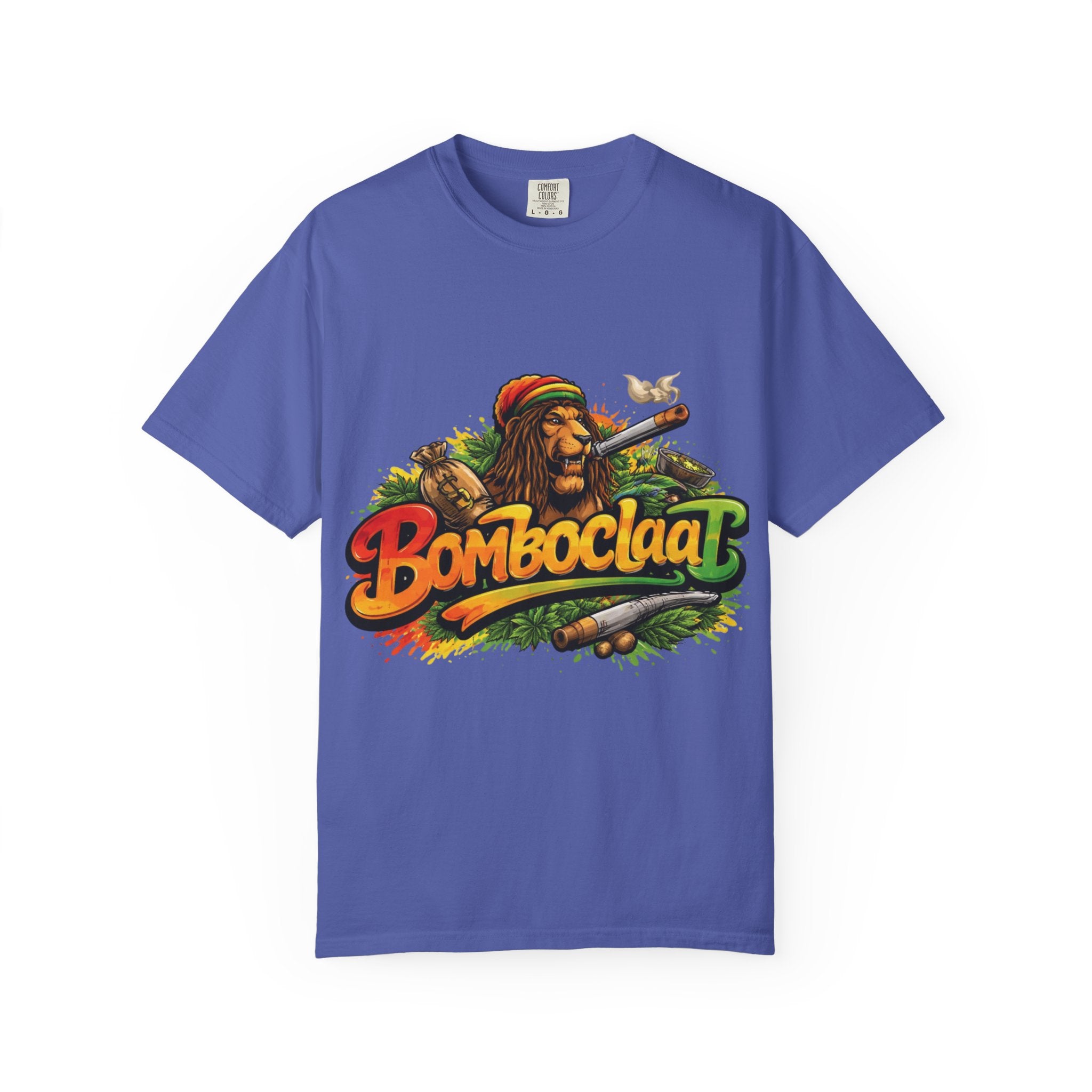 Rastafarian Lion with 'Bomboclaat' Graphic T-Shirt | Reggae Vibe