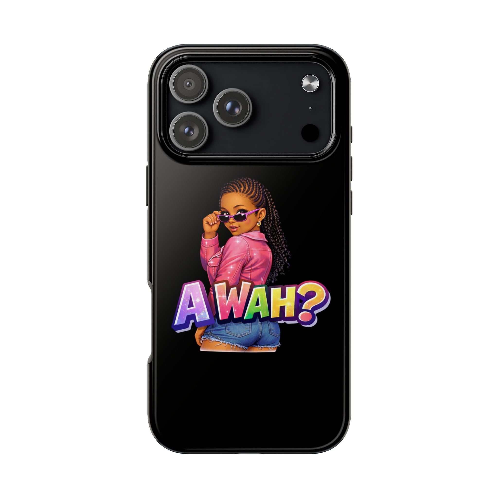 Tough Phone Case — 'A WAH?' Girl Graphic Black Protective Case