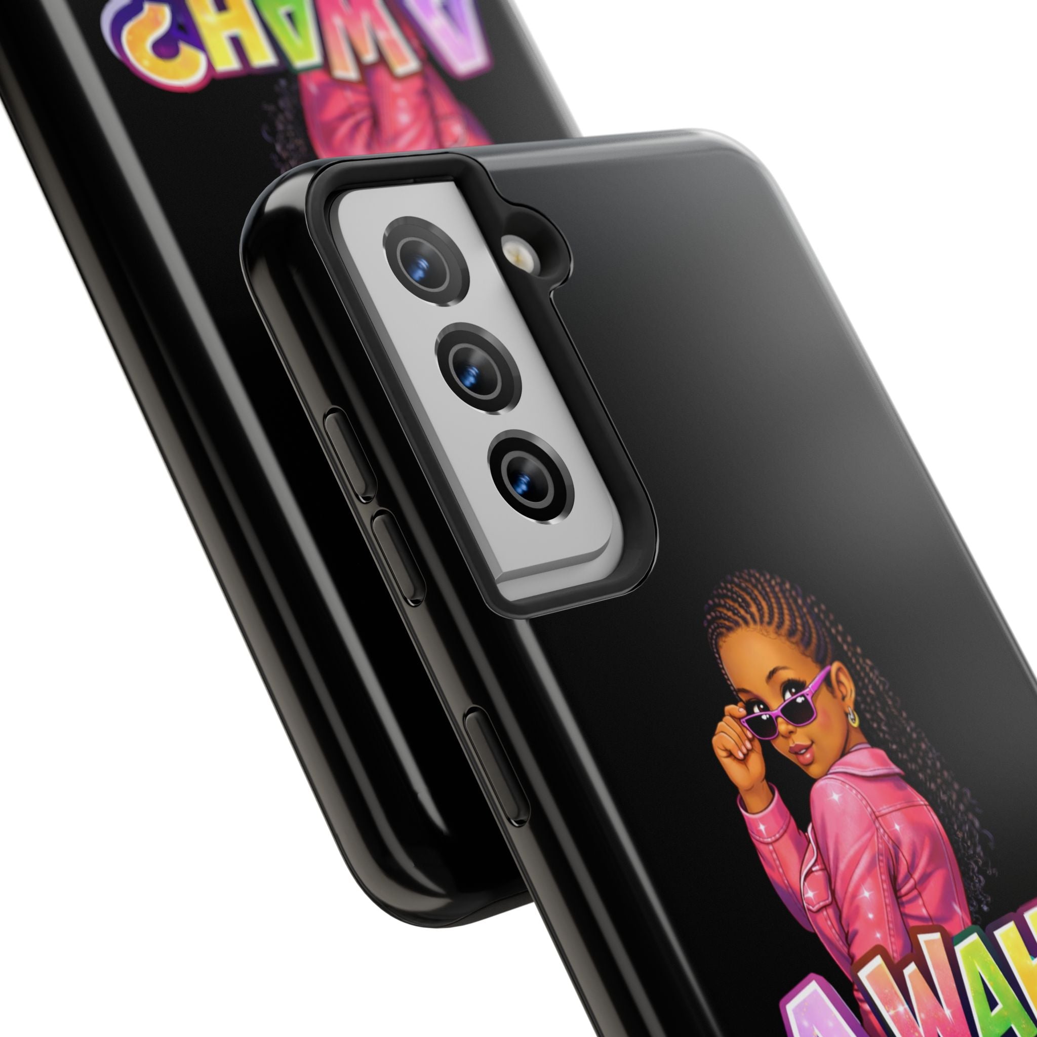 Tough Phone Case — 'A WAH?' Girl Graphic Black Protective Case