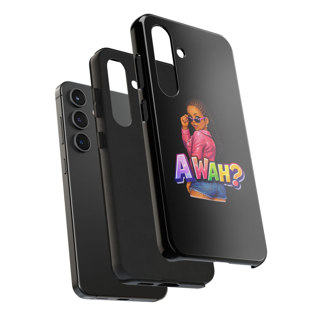 Tough Phone Case — 'A WAH?' Girl Graphic Black Protective Case