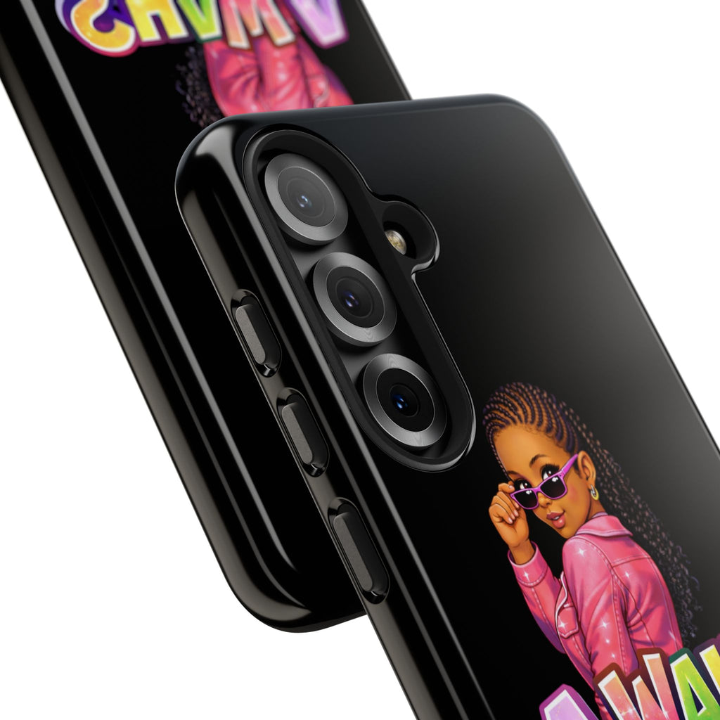 Tough Phone Case — 'A WAH?' Girl Graphic Black Protective Case