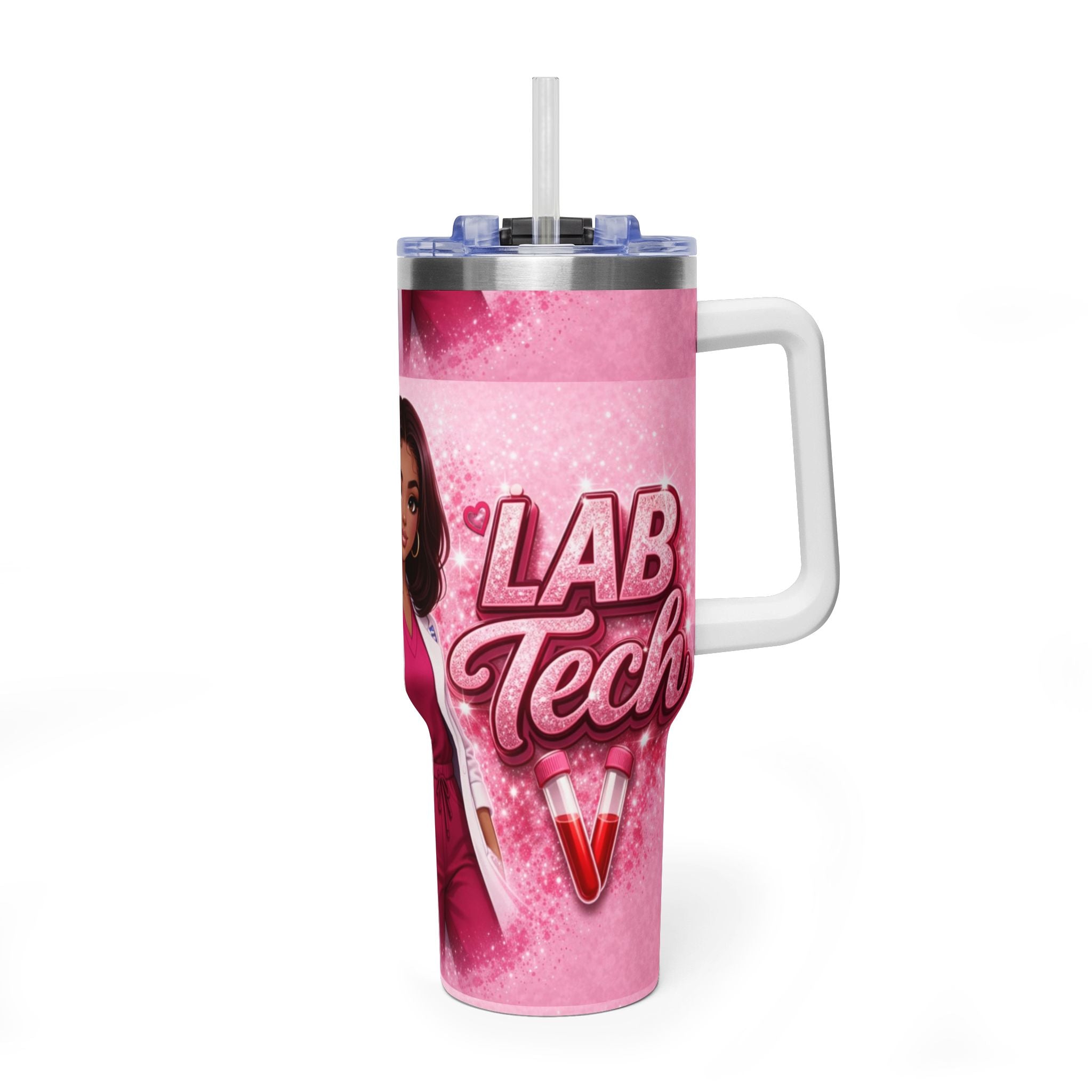 40oz Vacuum Tumbler – Pink Lab Tech  T