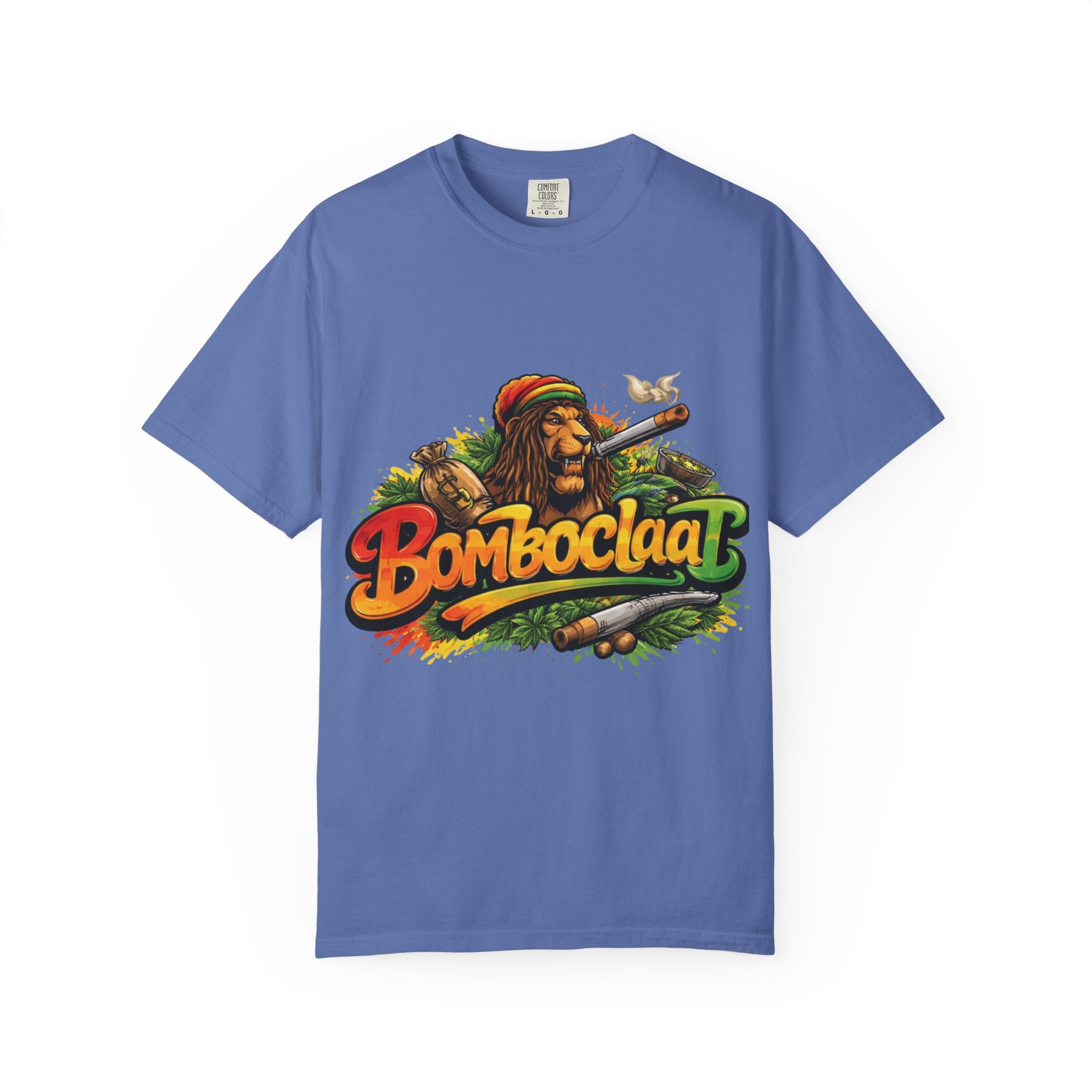 Rastafarian Lion with 'Bomboclaat' Graphic T-Shirt | Reggae Vibe