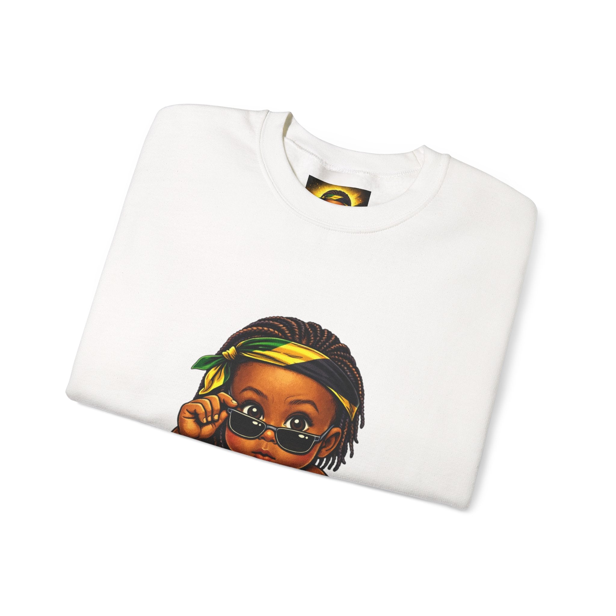 Crewneck Sweatshirt - 'Awah?' Graphic Pullover with Sleeve Prints