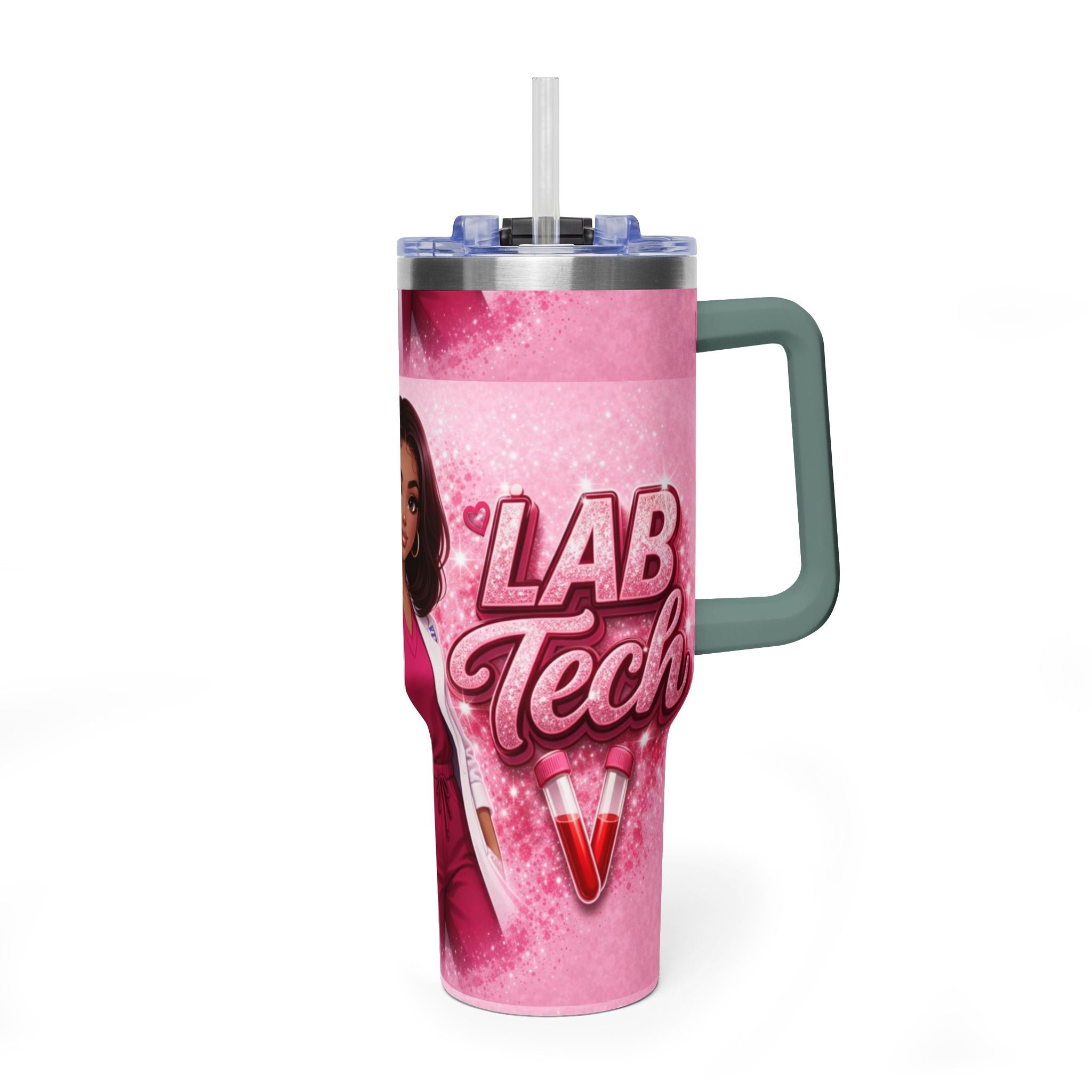 40oz Vacuum Tumbler – Pink Lab Tech  T