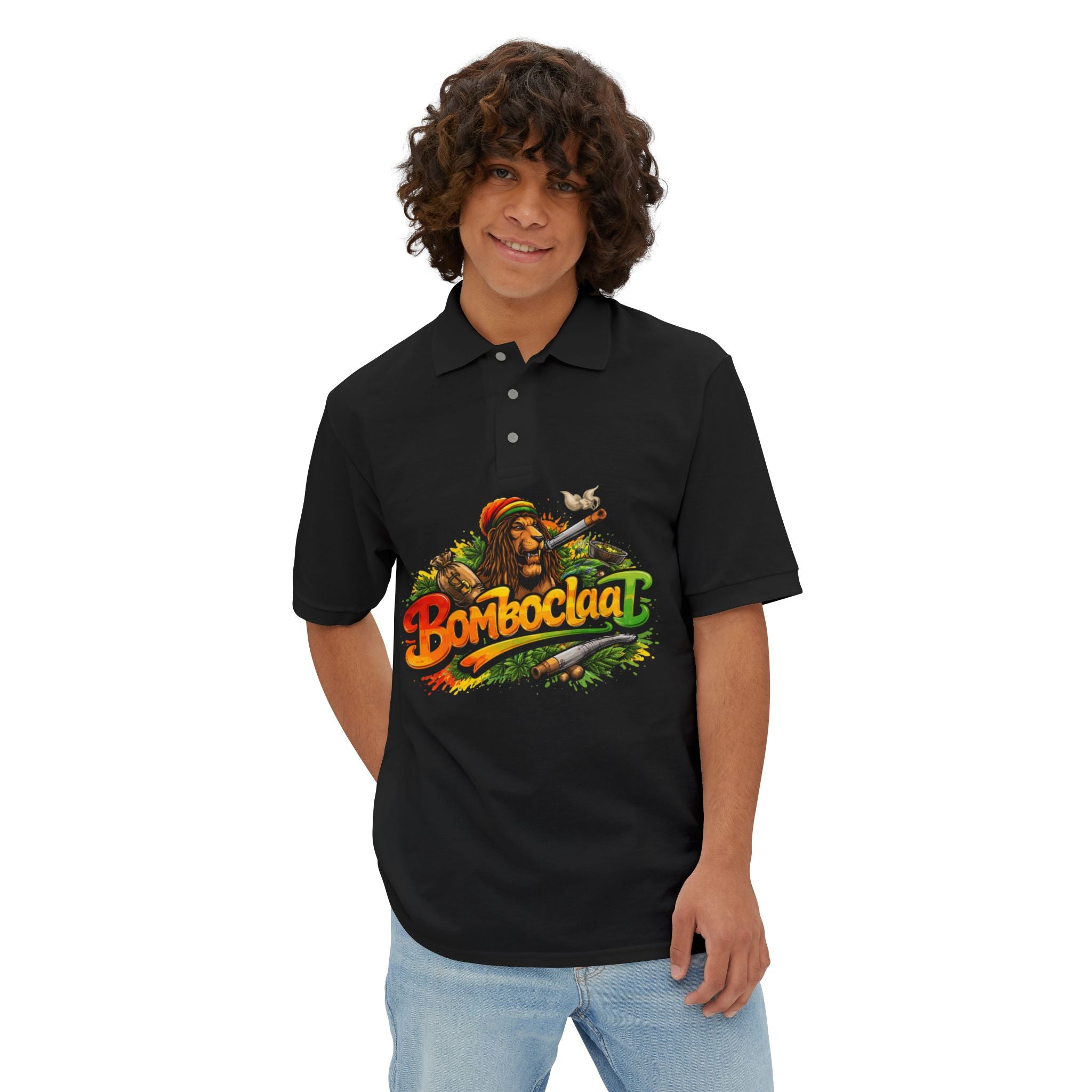 Bomboclaat Rasta Graphic Polo — Men’s Reggae Jamaica Shirt