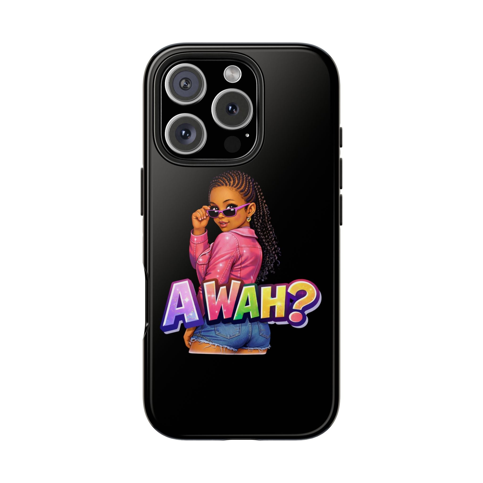 Tough Phone Case — 'A WAH?' Girl Graphic Black Protective Case