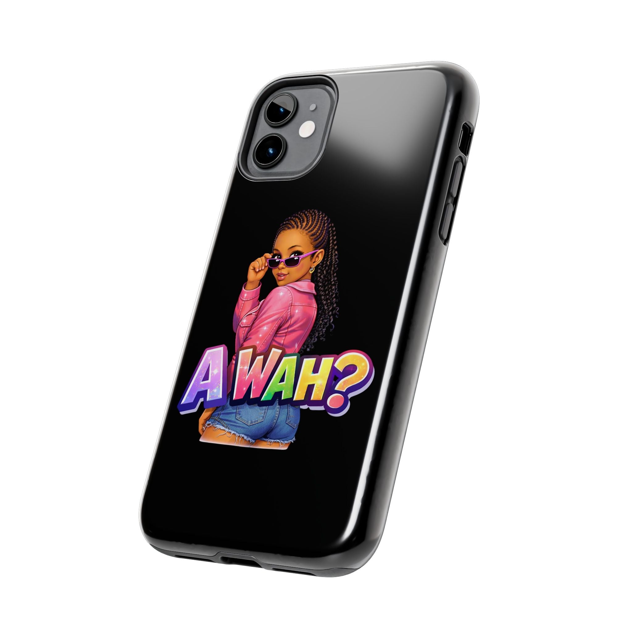 Tough Phone Case — 'A WAH?' Girl Graphic Black Protective Case