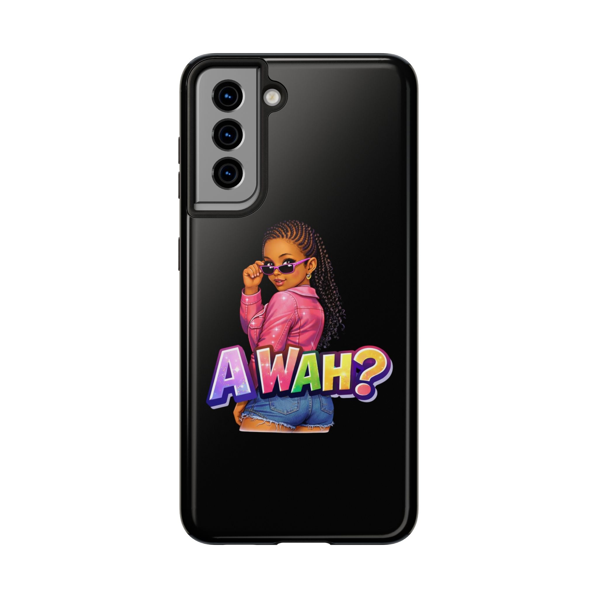 Tough Phone Case — 'A WAH?' Girl Graphic Black Protective Case