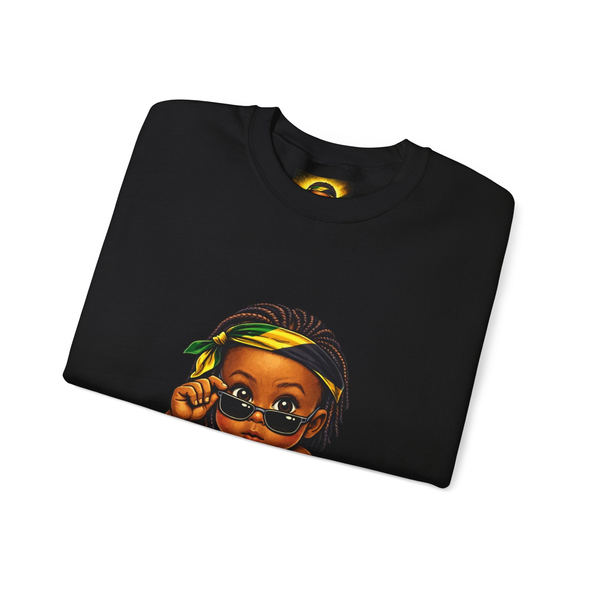 Crewneck Sweatshirt - 'Awah?' Graphic Pullover with Sleeve Prints