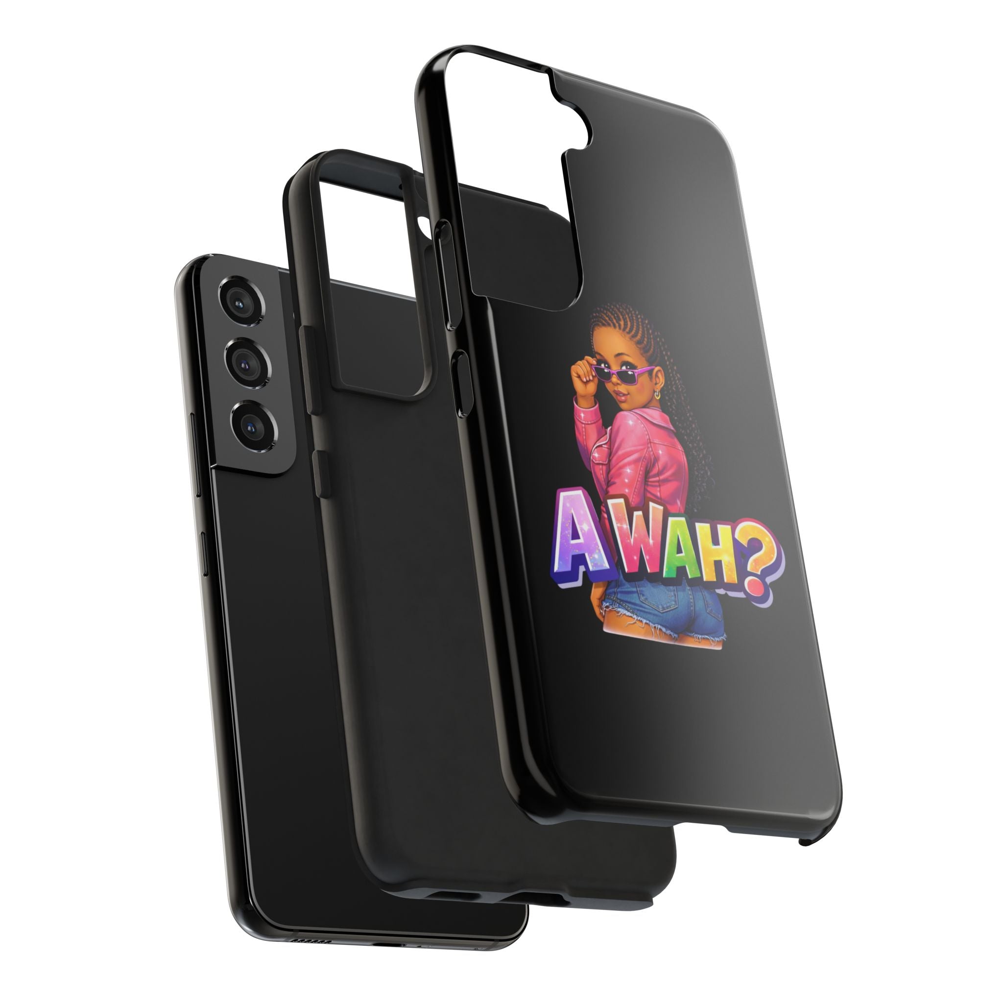 Tough Phone Case — 'A WAH?' Girl Graphic Black Protective Case