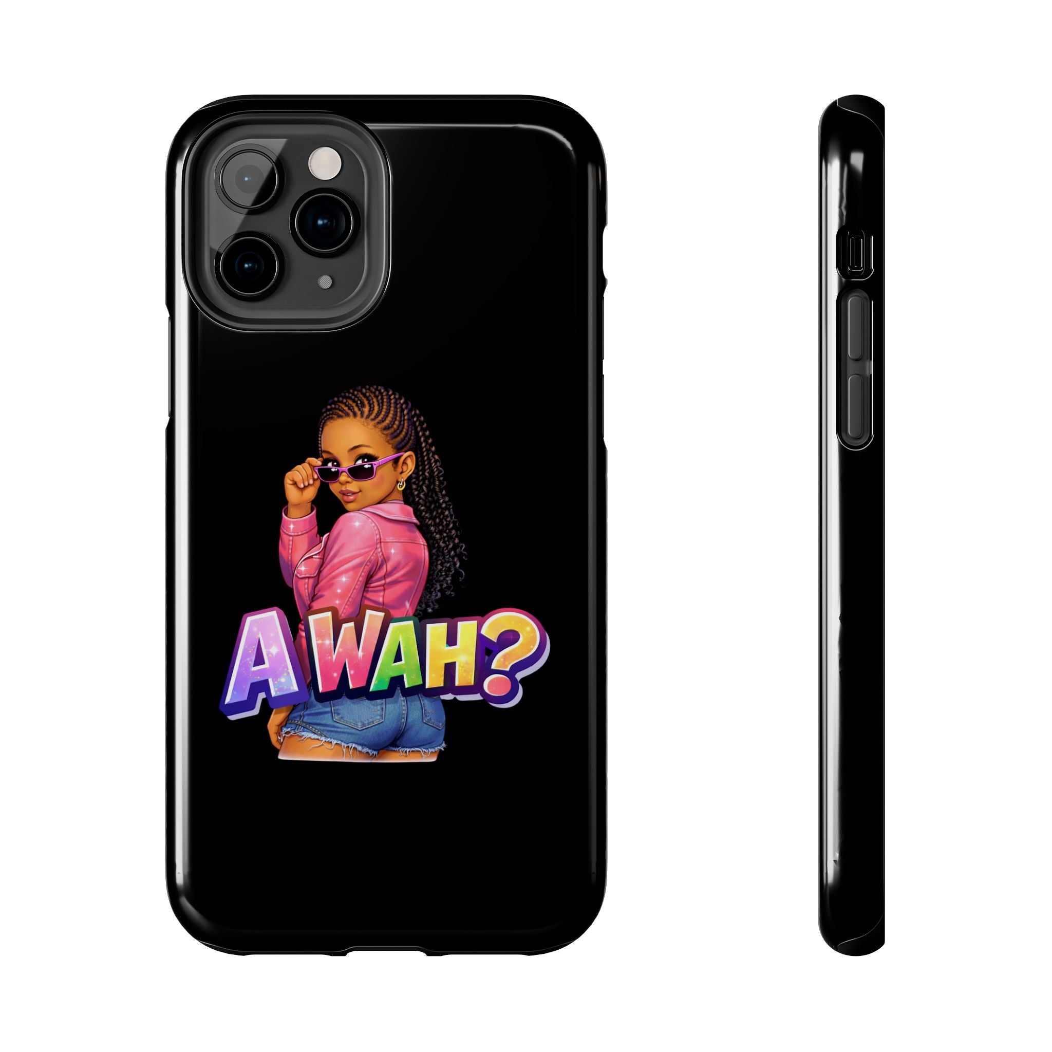 Tough Phone Case — 'A WAH?' Girl Graphic Black Protective Case