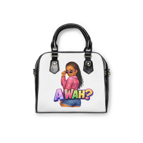 Awah? Graphic Shoulder Handbag — Bold Afrocentric Fashion Purse for Women