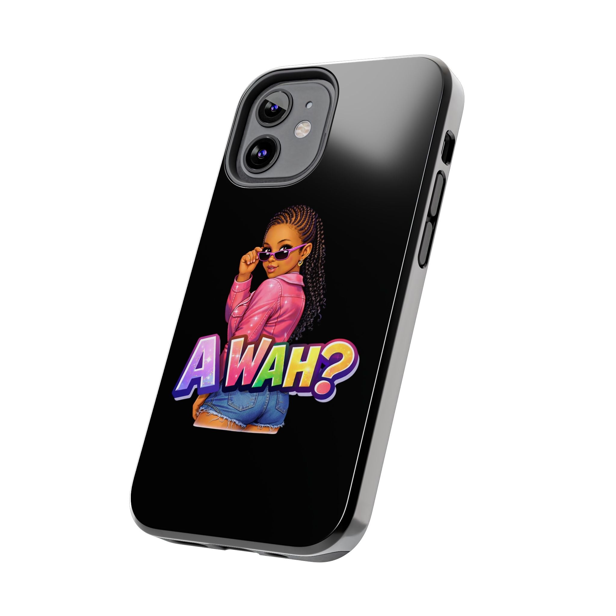 Tough Phone Case — 'A WAH?' Girl Graphic Black Protective Case