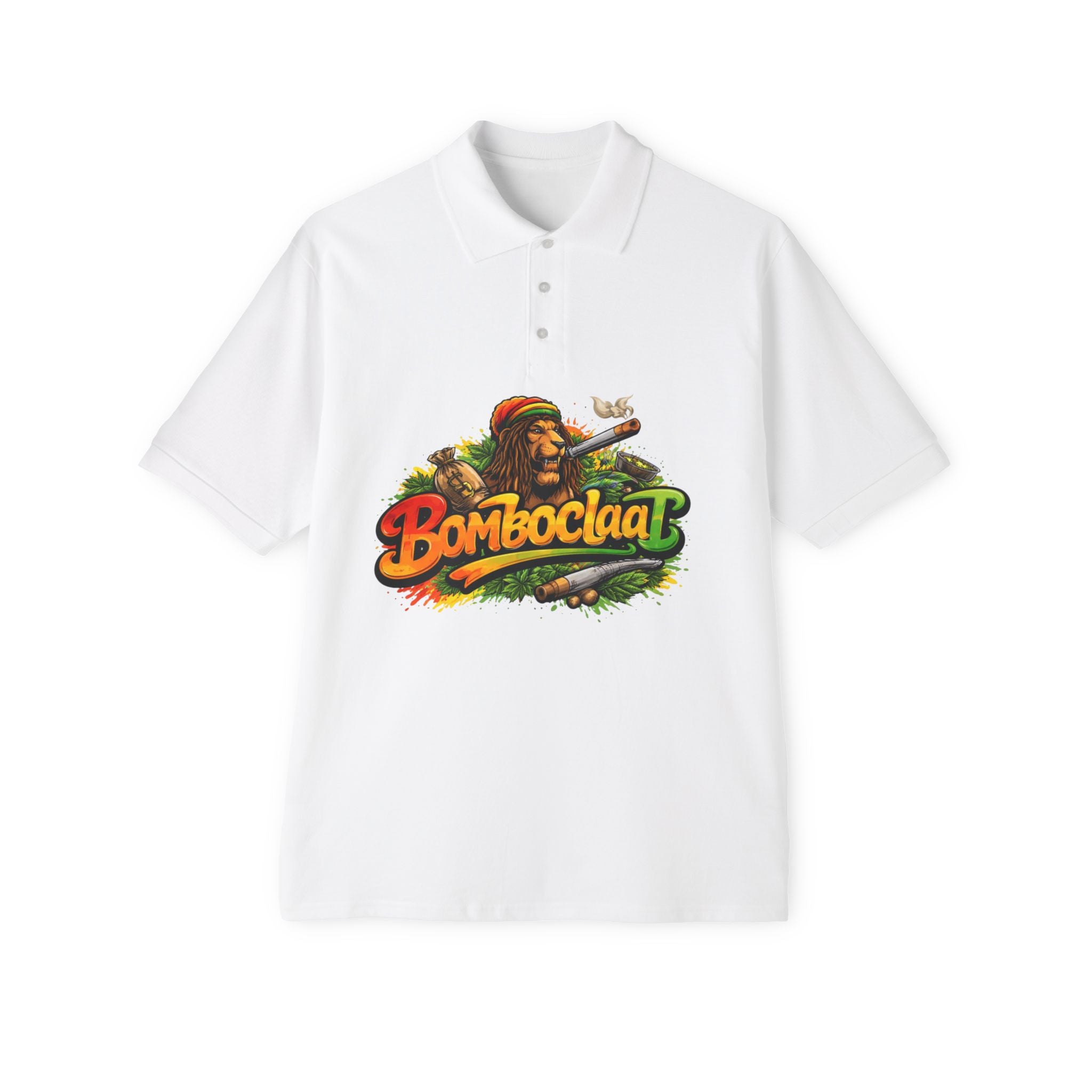 Bomboclaat Rasta Graphic Polo — Men’s Reggae Jamaica Shirt