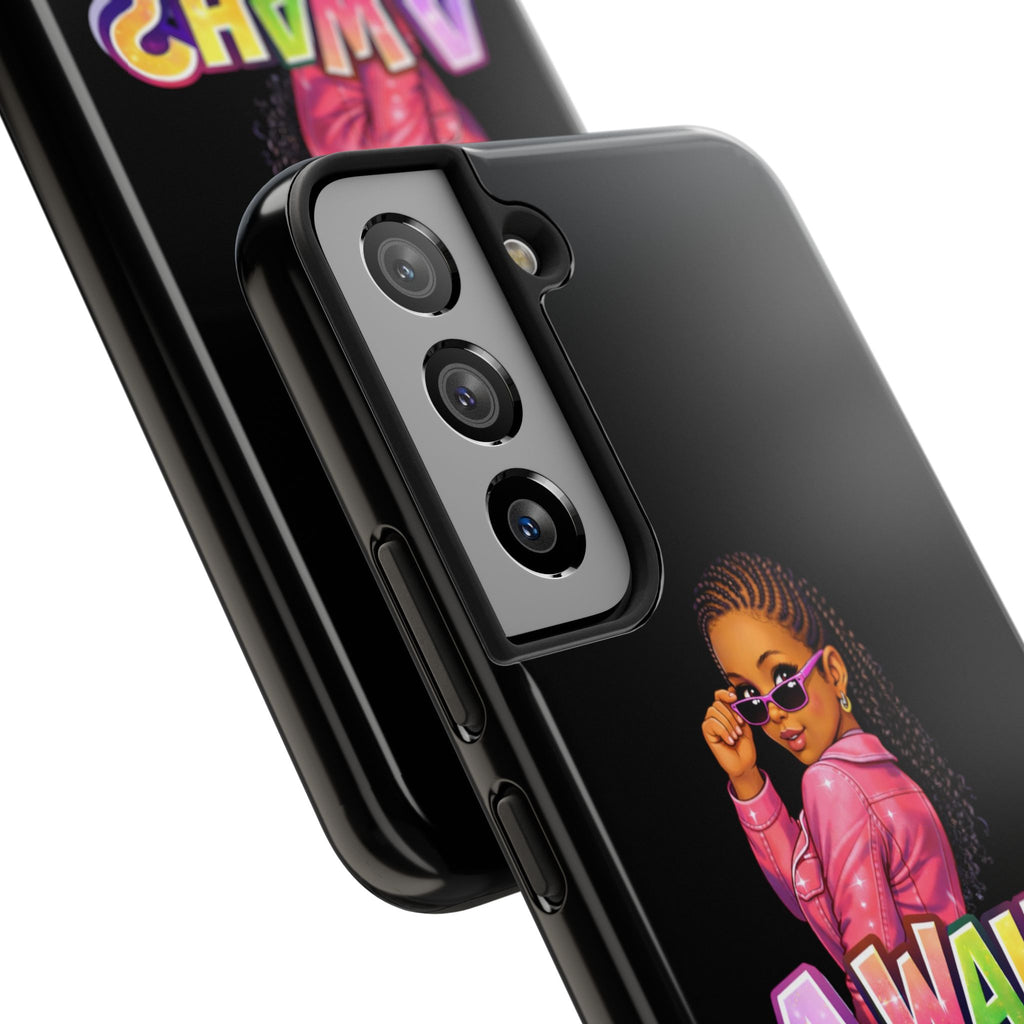 Tough Phone Case — 'A WAH?' Girl Graphic Black Protective Case