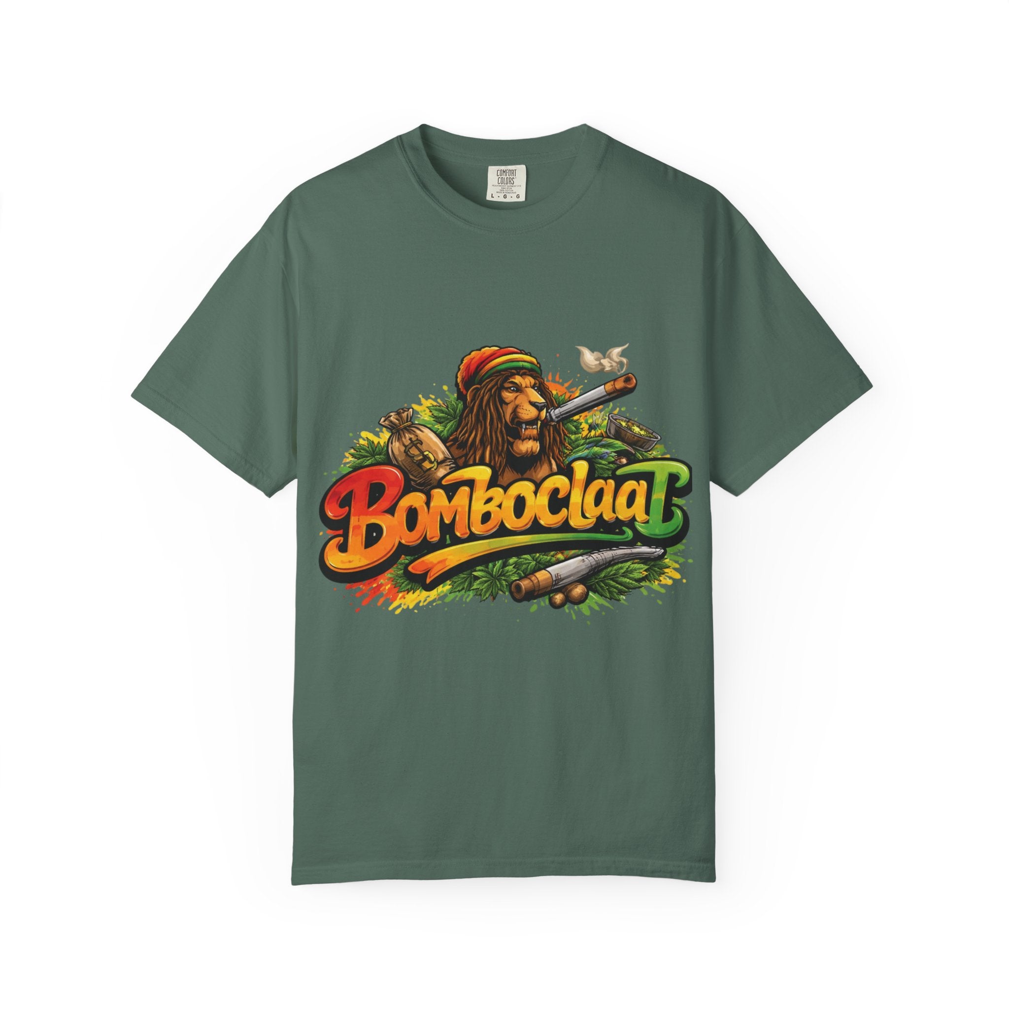 Rastafarian Lion with 'Bomboclaat' Graphic T-Shirt | Reggae Vibe