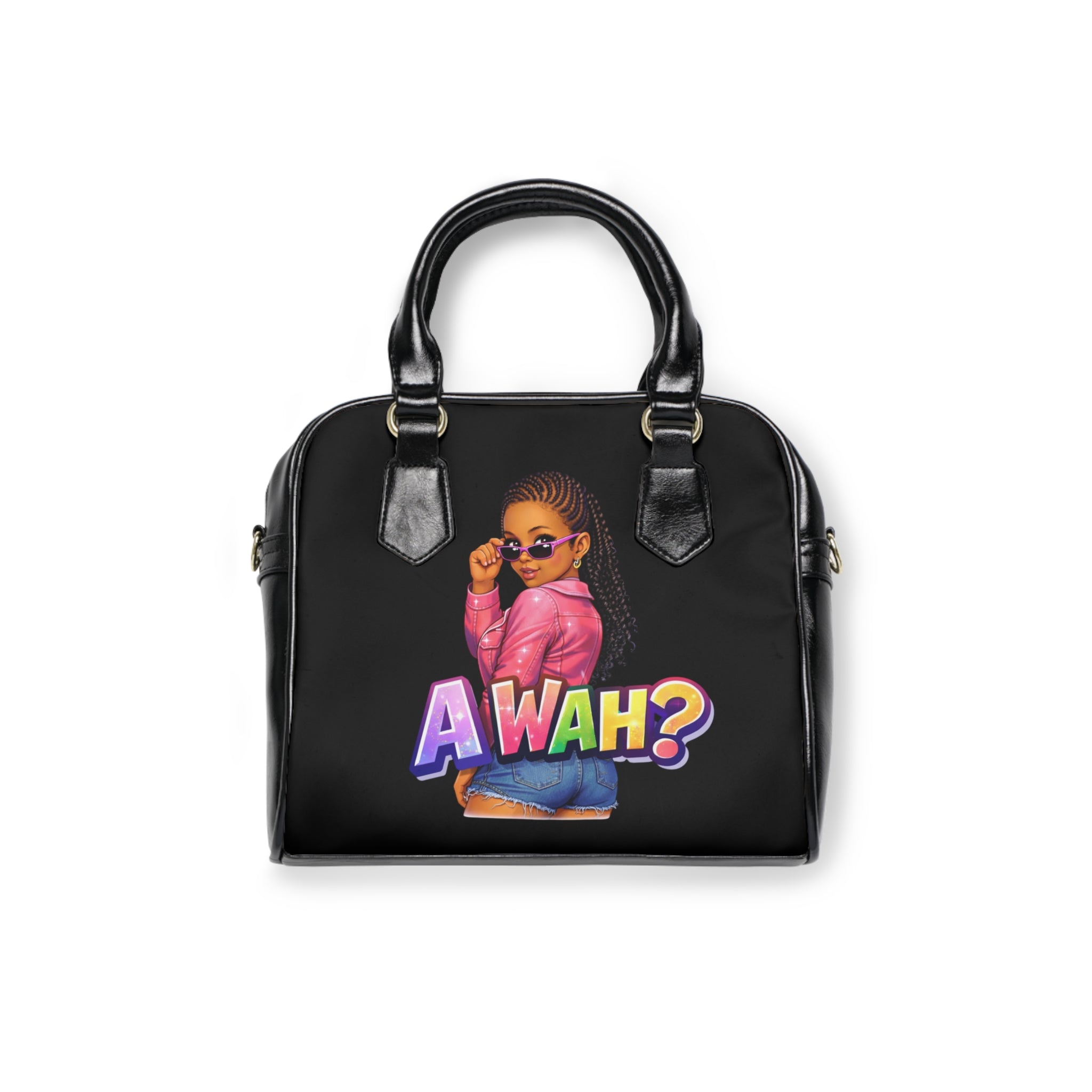 Awah? Girl Shoulder Handbag — Trendy Retro Graphic Shoulder Bag