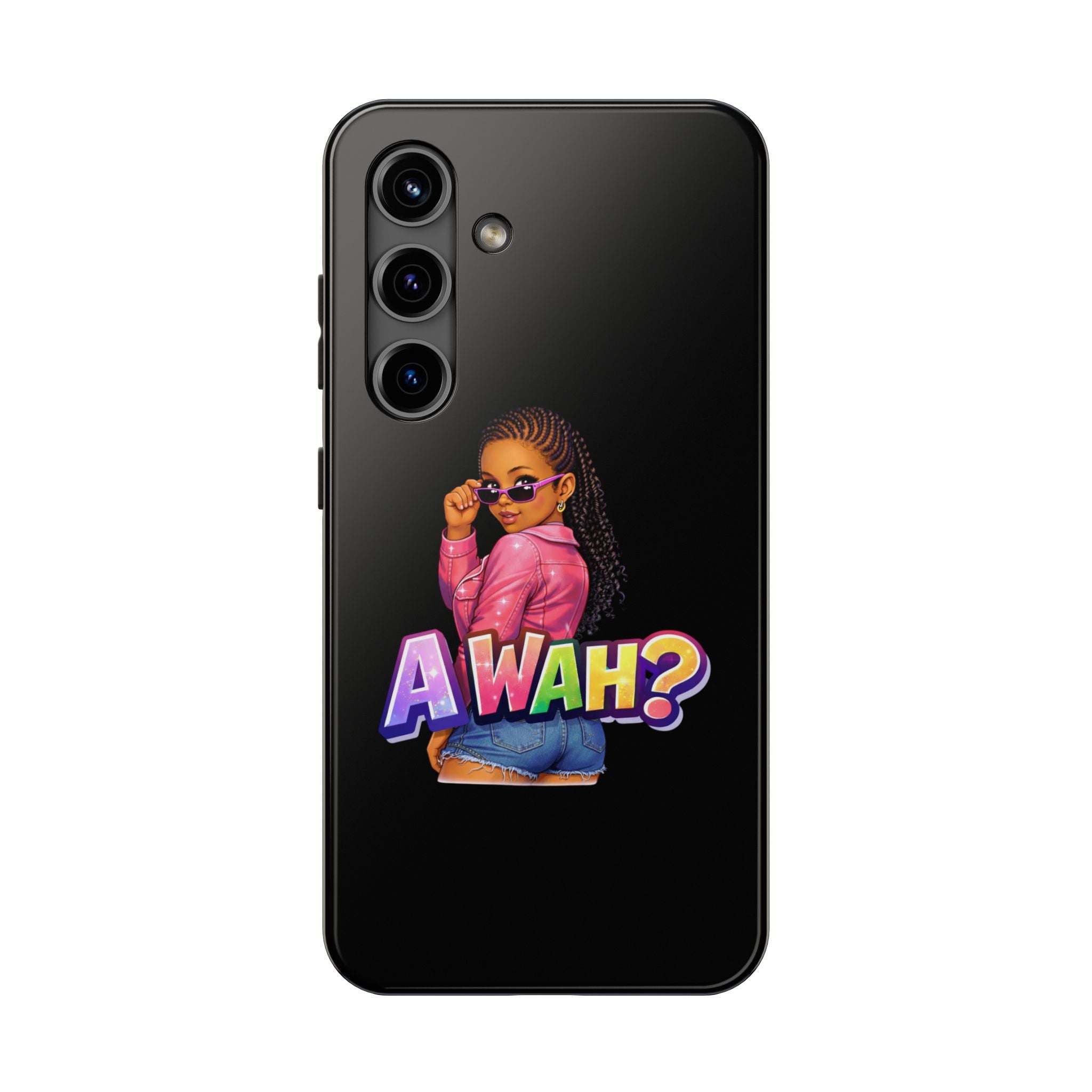 Tough Phone Case — 'A WAH?' Girl Graphic Black Protective Case