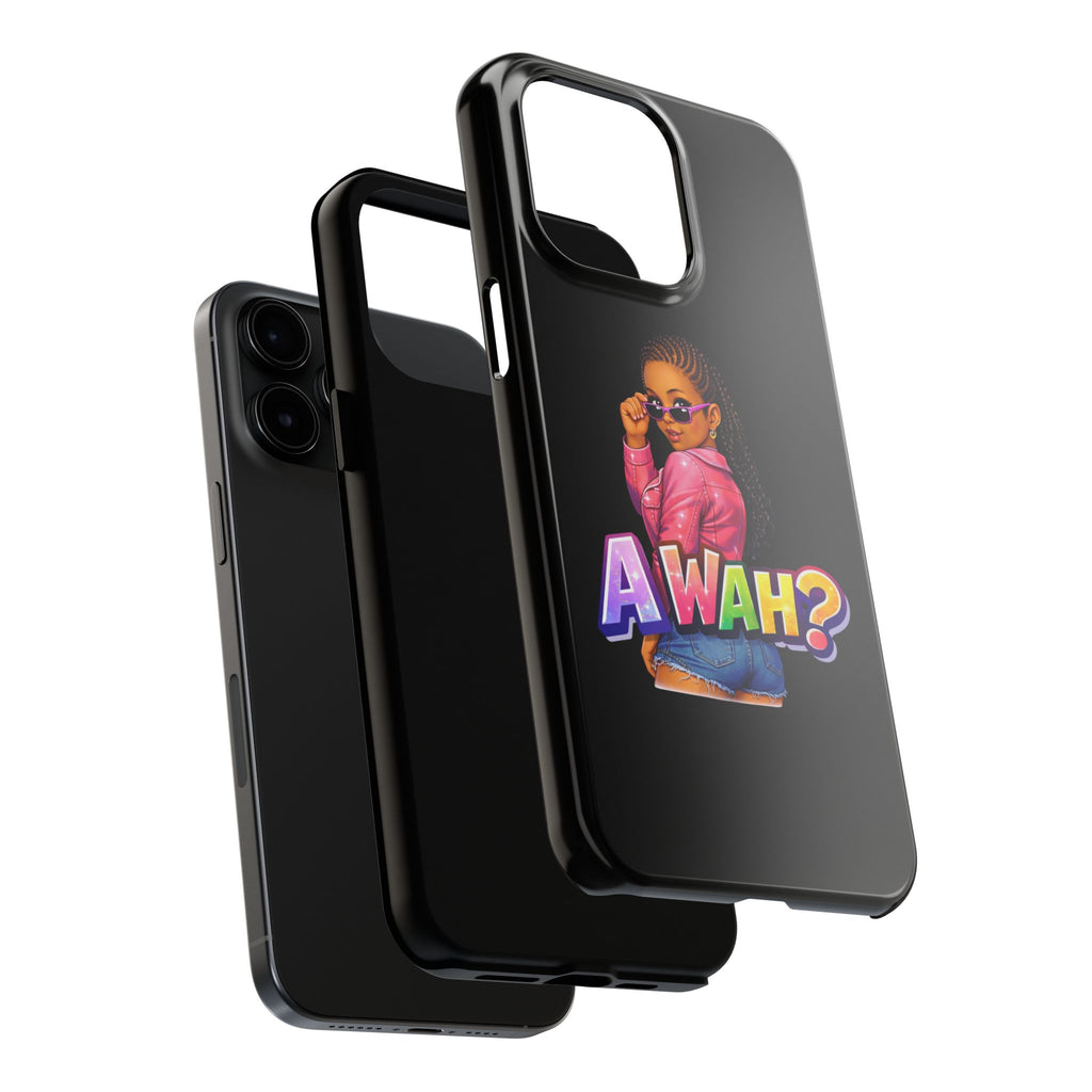 Tough Phone Case — 'A WAH?' Girl Graphic Black Protective Case