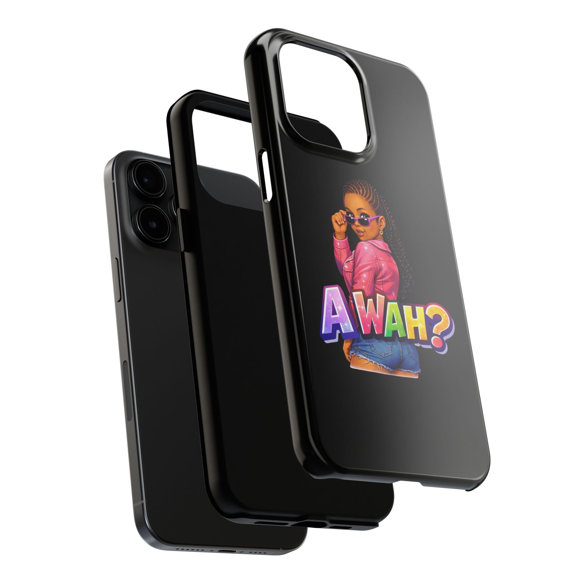 Tough Phone Case — 'A WAH?' Girl Graphic Black Protective Case