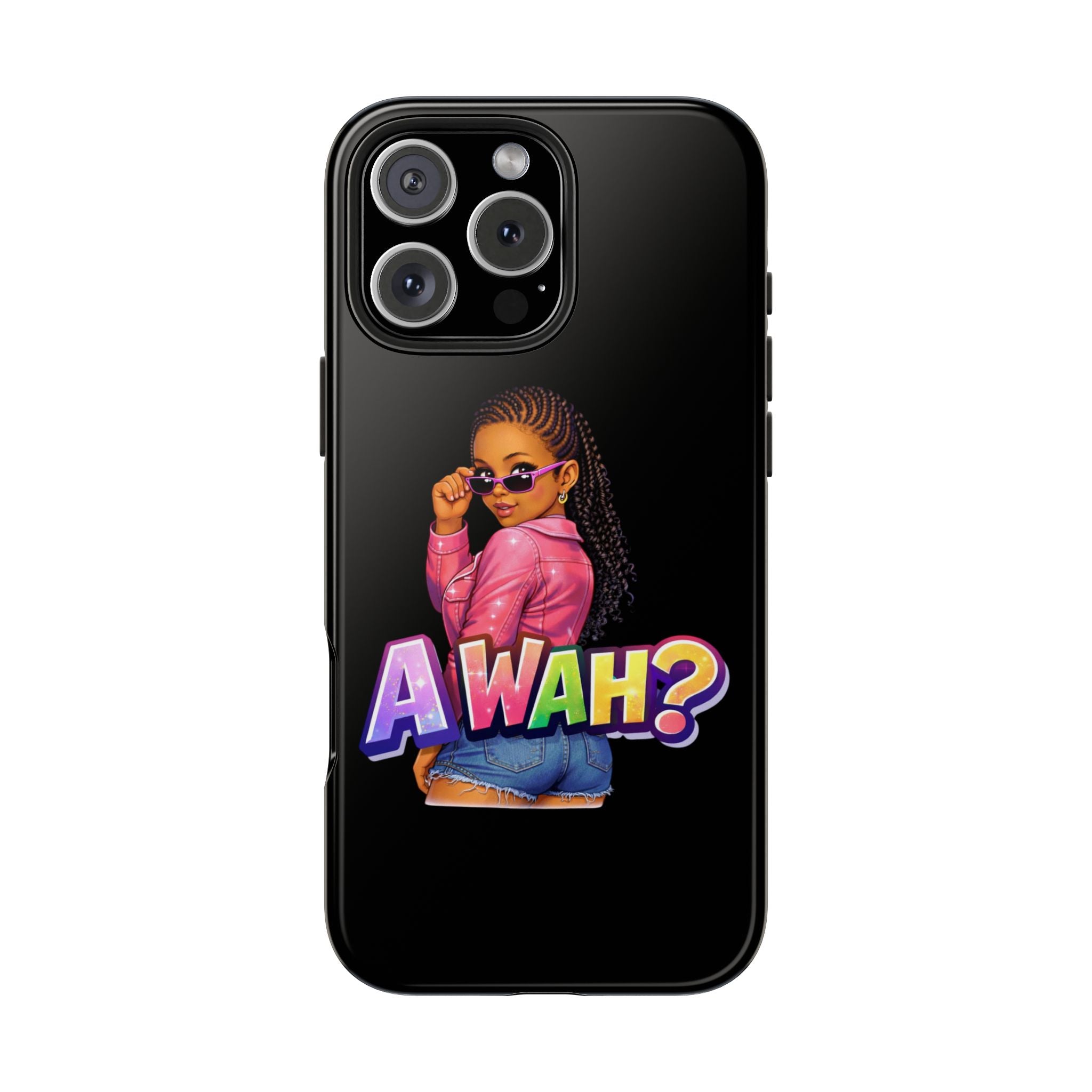 Tough Phone Case — 'A WAH?' Girl Graphic Black Protective Case