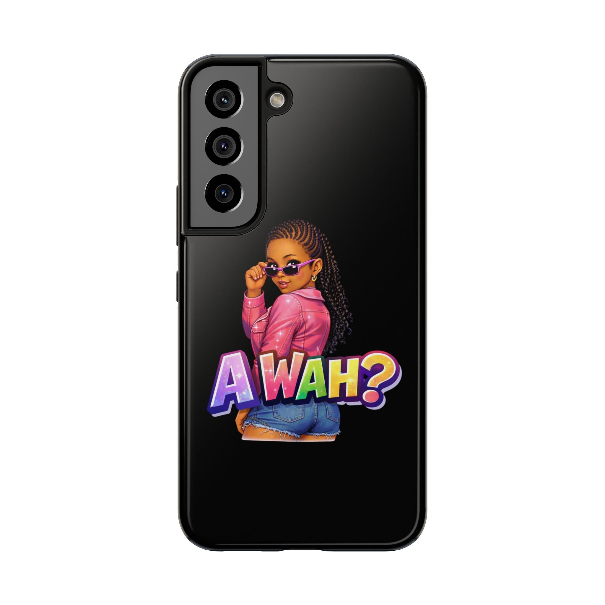 Tough Phone Case — 'A WAH?' Girl Graphic Black Protective Case